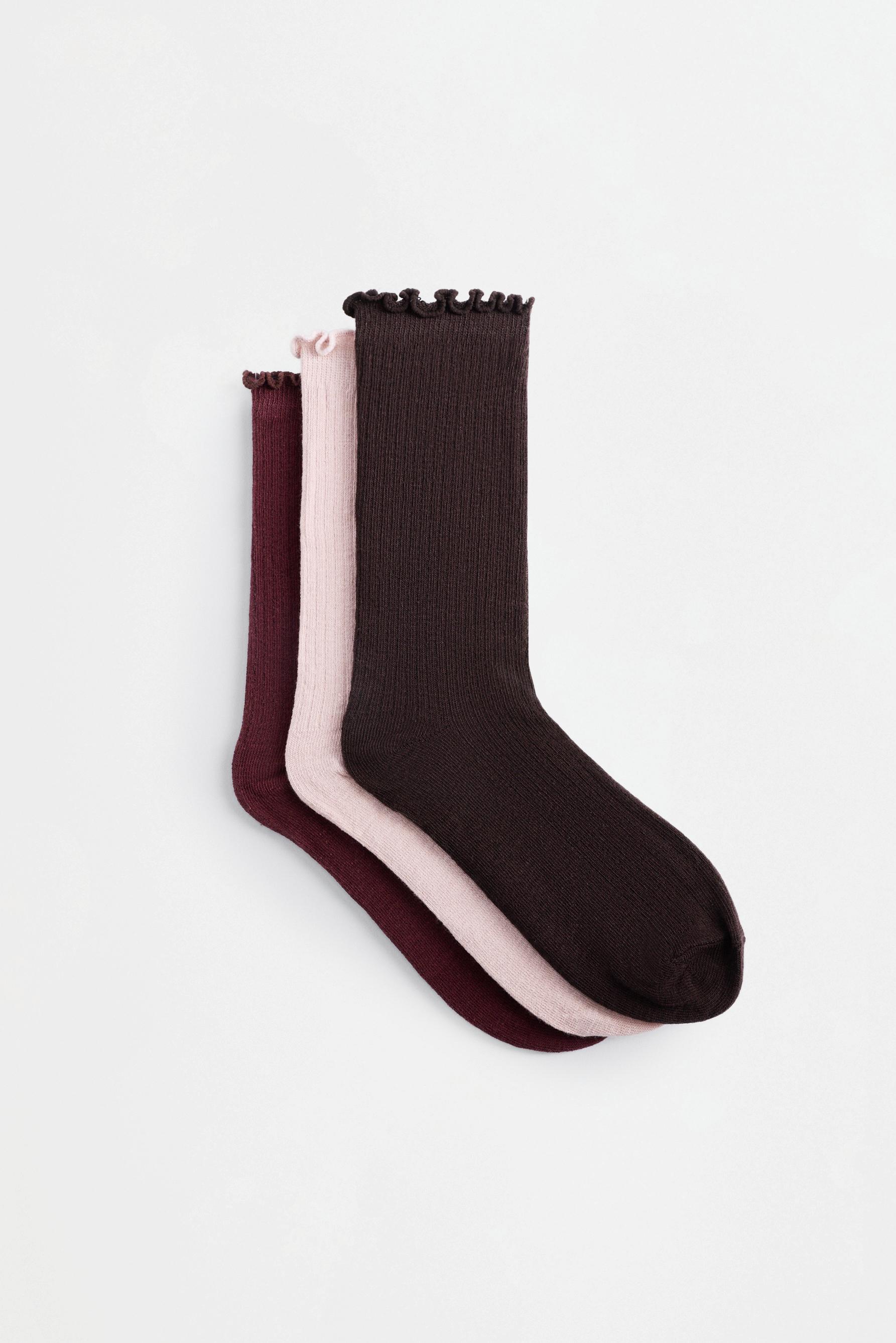 Ribbed long socks (3-pack) — PINK TONES