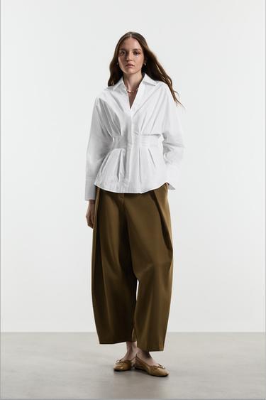 Pleated waist shirt — WHITE 2