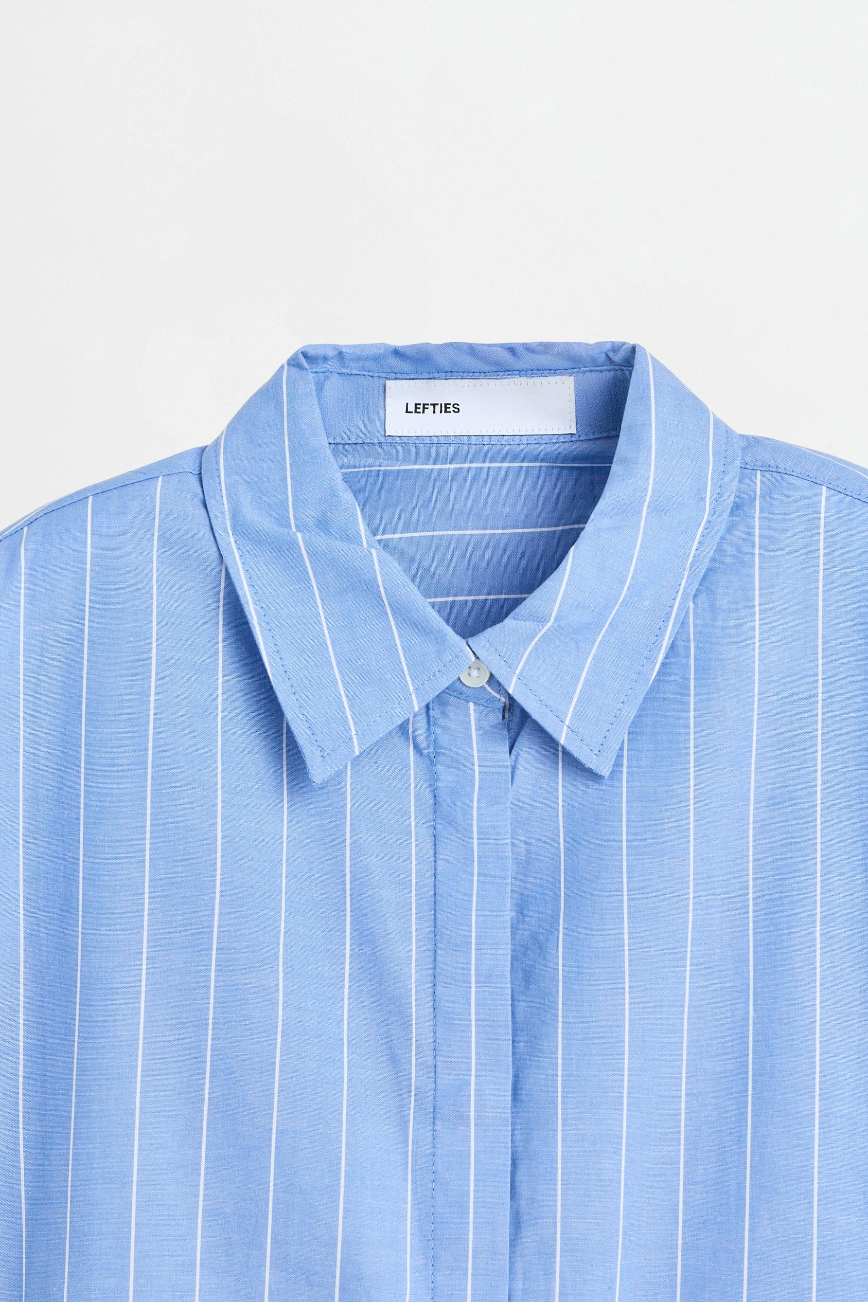 Basic striped poplin shirt — BLUE