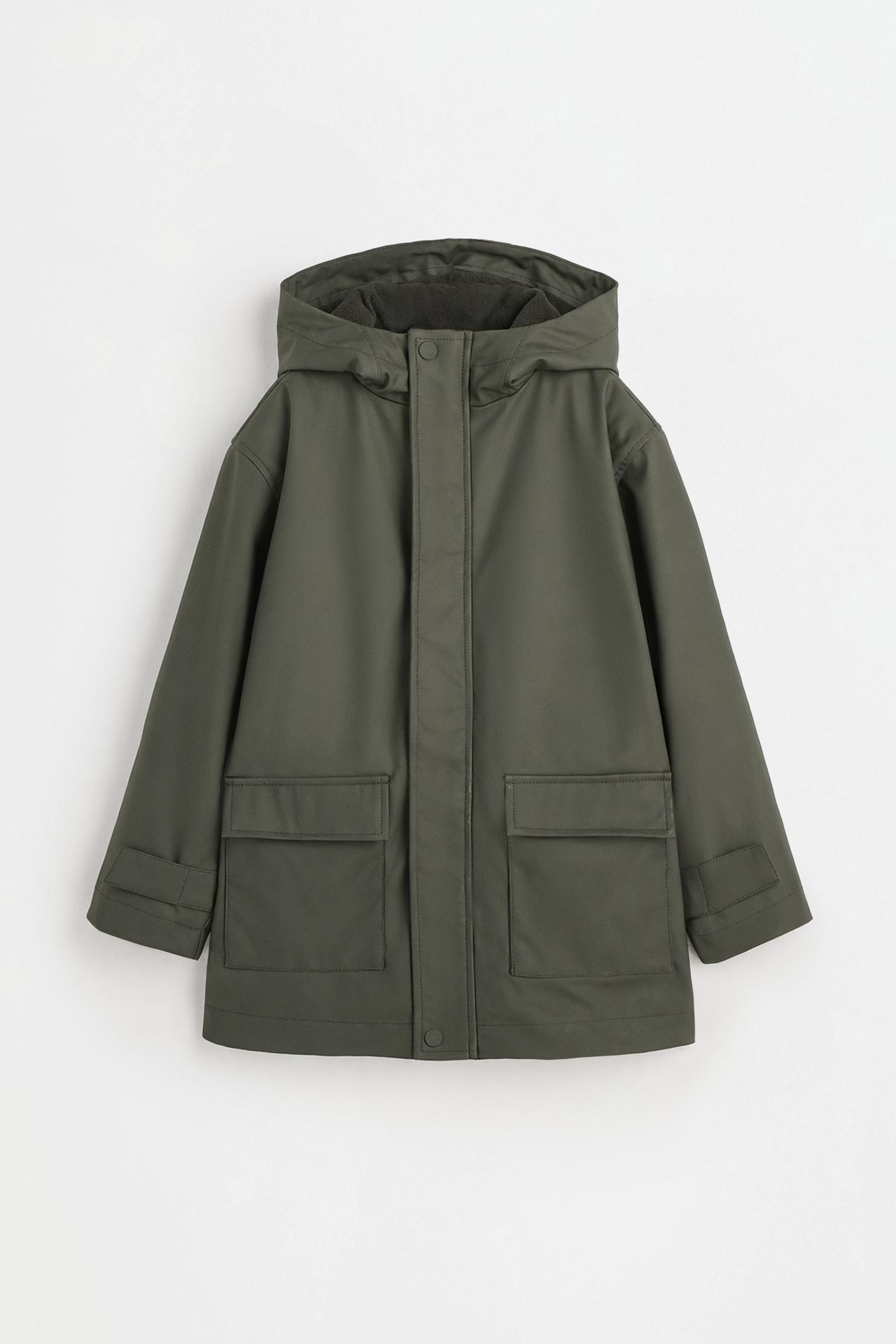 Long rubberised parka — KHAKI