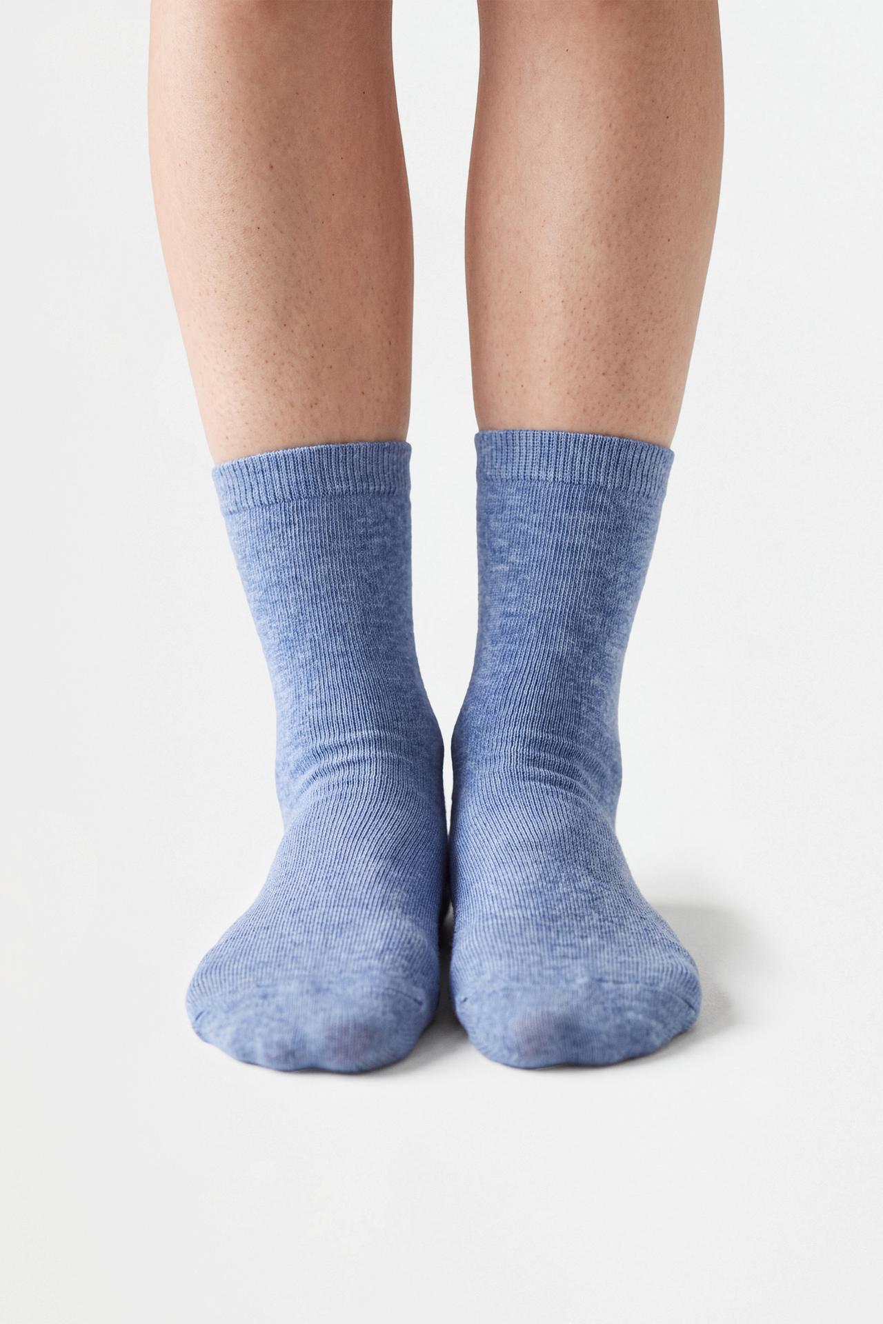 Plain long socks (10-pack) — BLUE/WHITE
