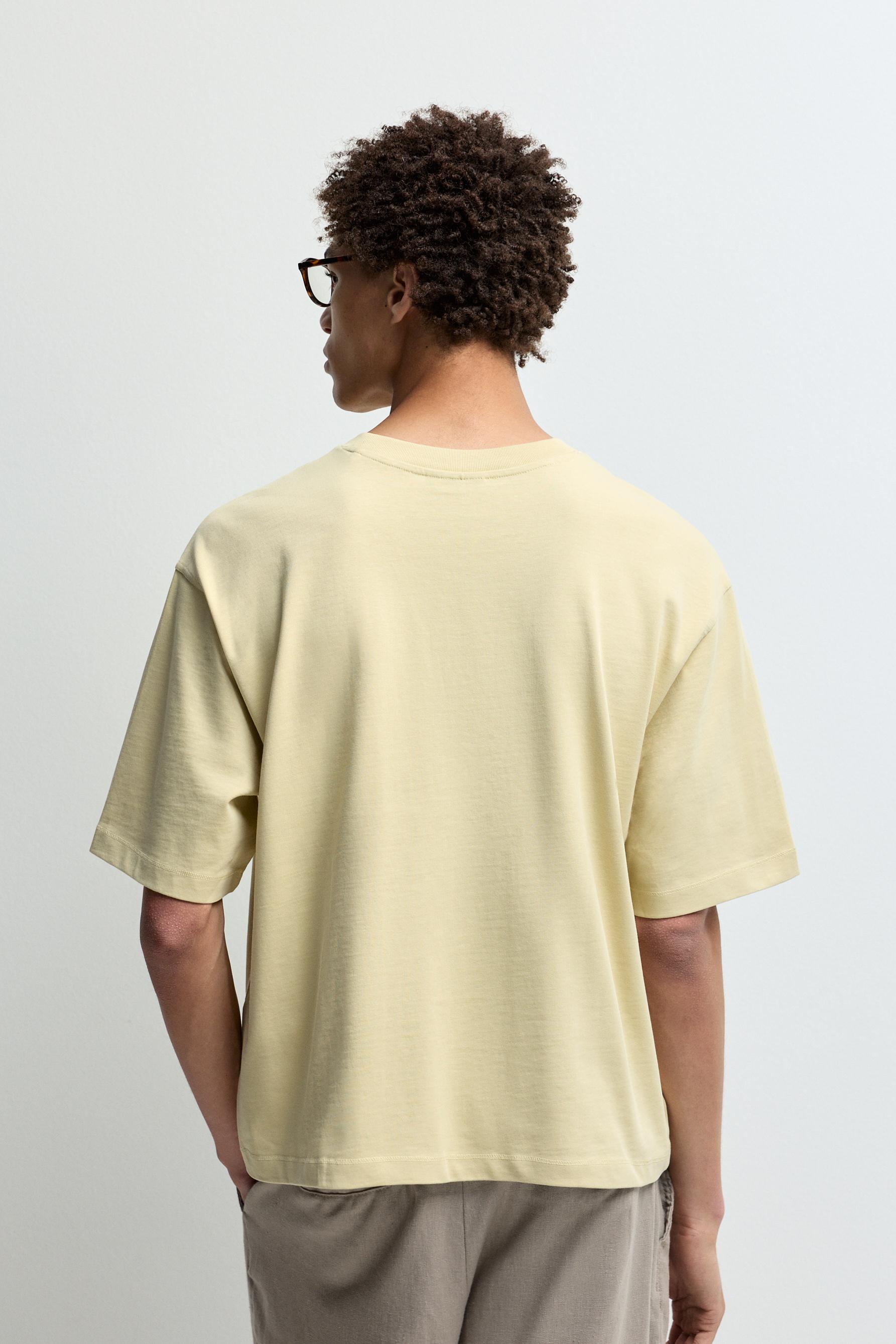 Basic cropped T-shirt — PALE YELLOW
