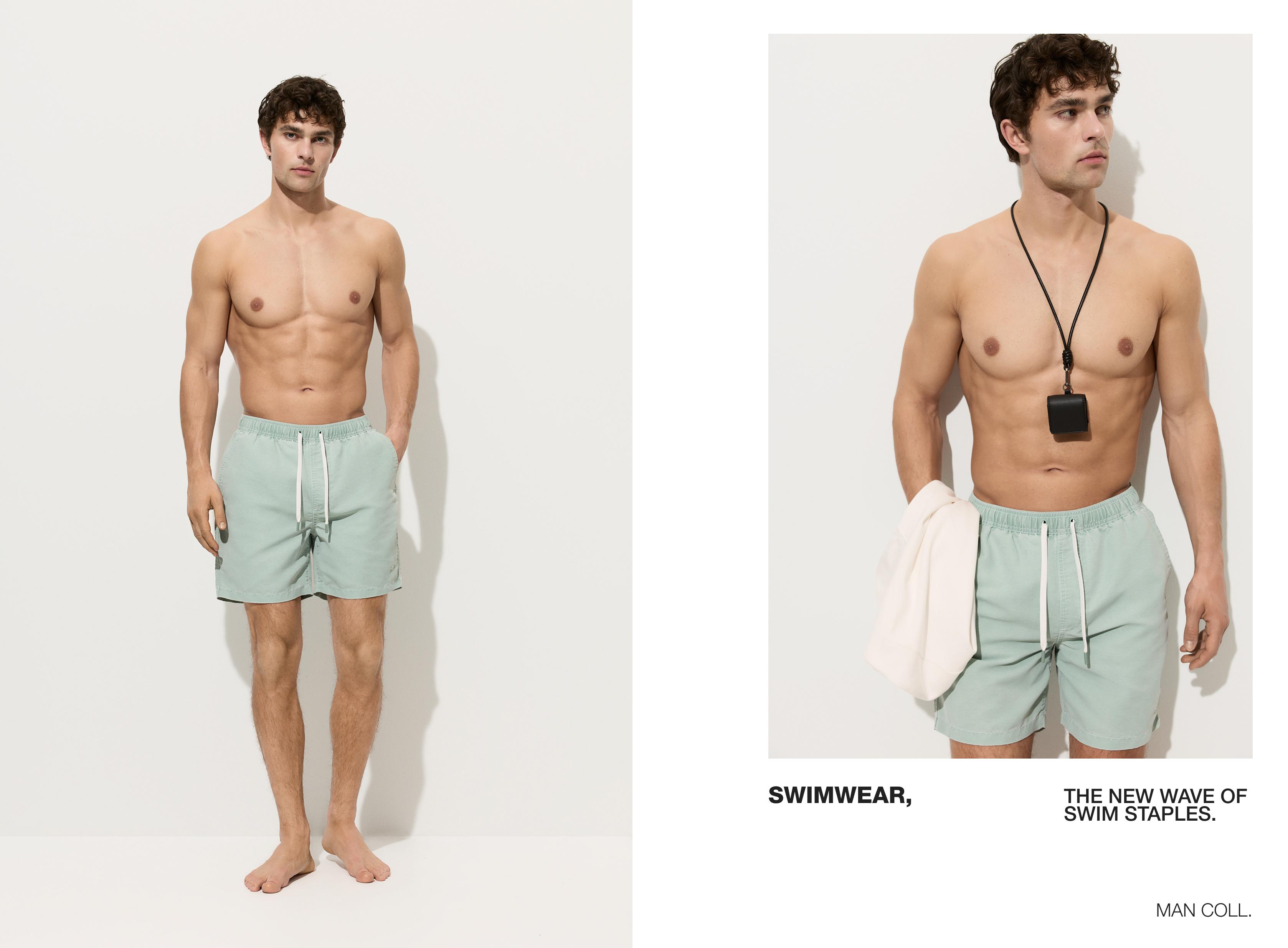 Faded-effect regular swimsuit — PASTEL GREEN