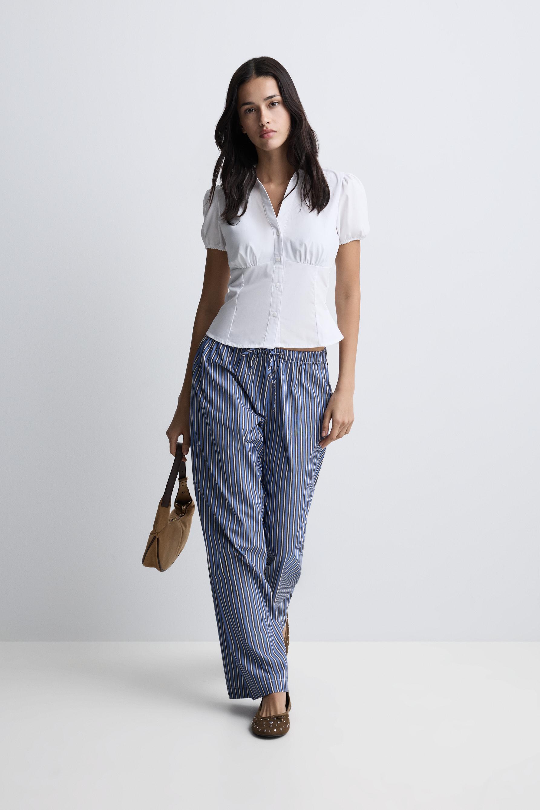 Striped pyjama bottoms — CHOCOLATE