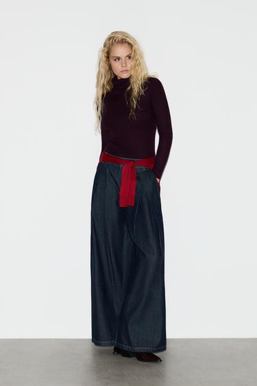 Ribbed high-neck sweater — BURGUNDY 2