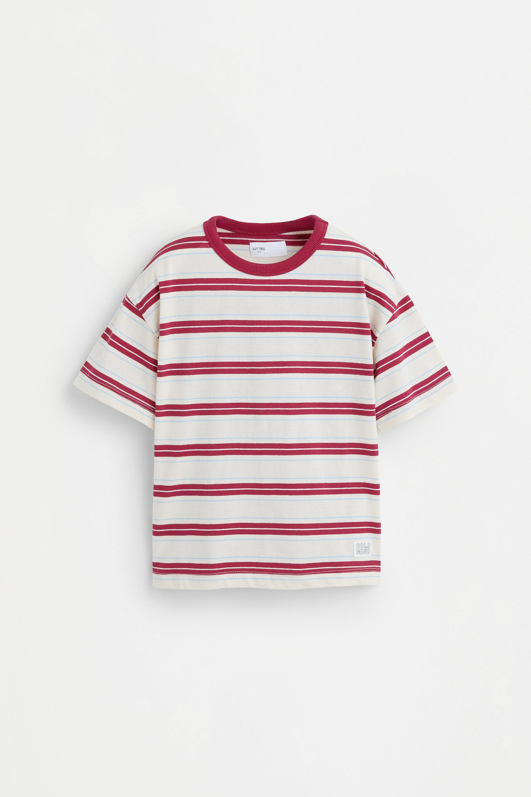 Kids | Green Striped T-shirt — RED