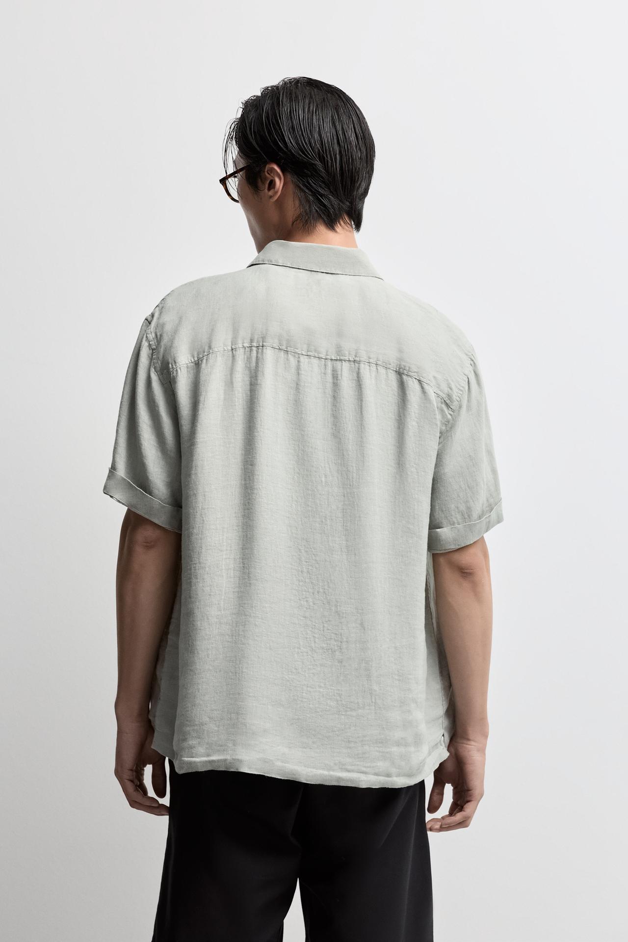 100% linen shirt — WATER GREEN