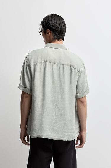 100% linen shirt — WATER GREEN 4