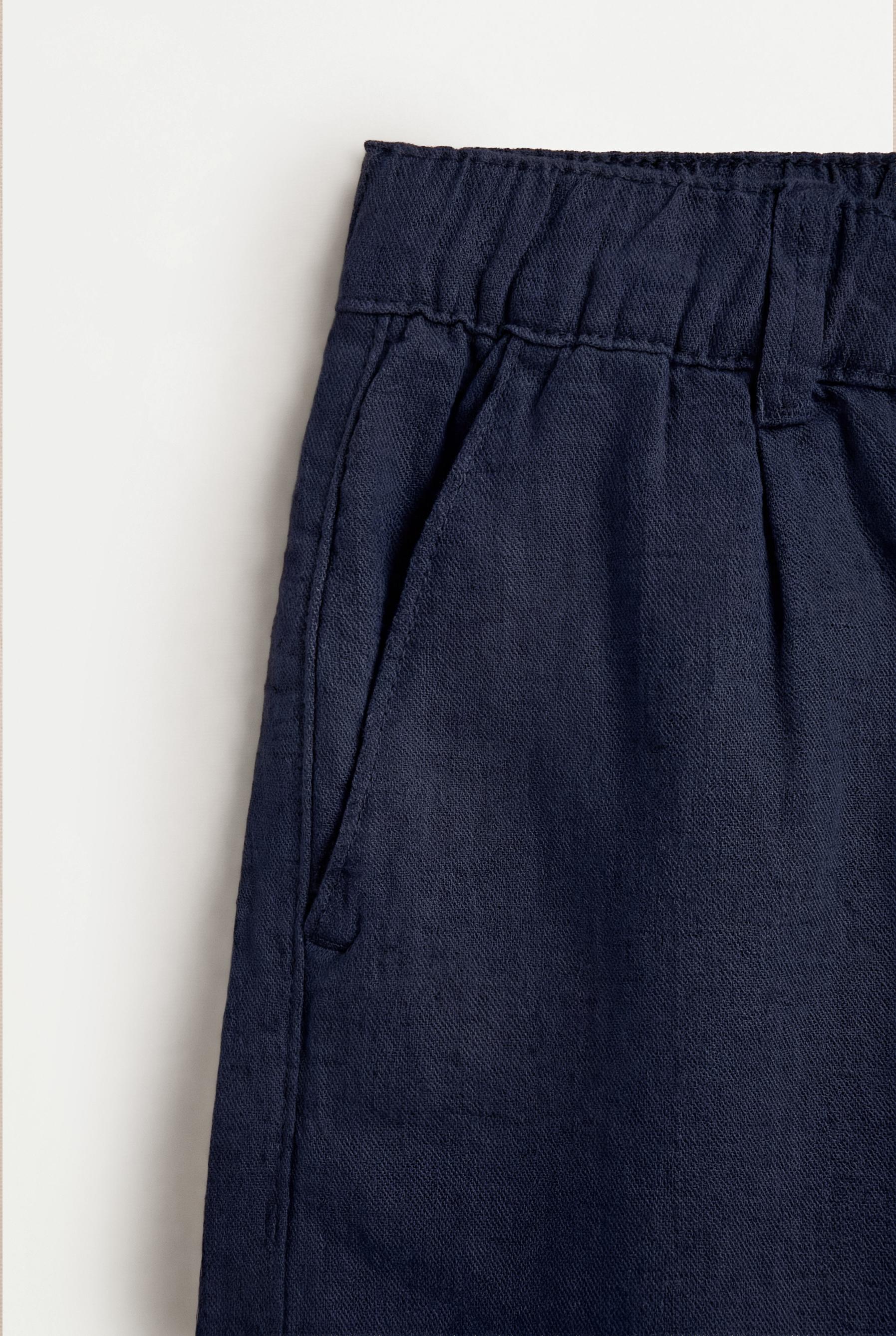 Linen-blend chino Bermuda shorts — NAVY
