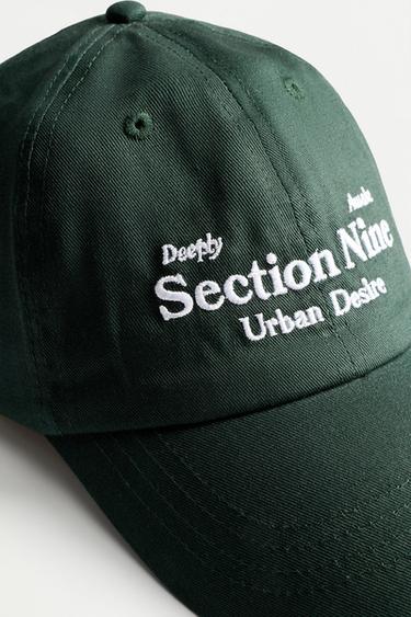 Slogan embroidered cap — BLUISH GREEN 3