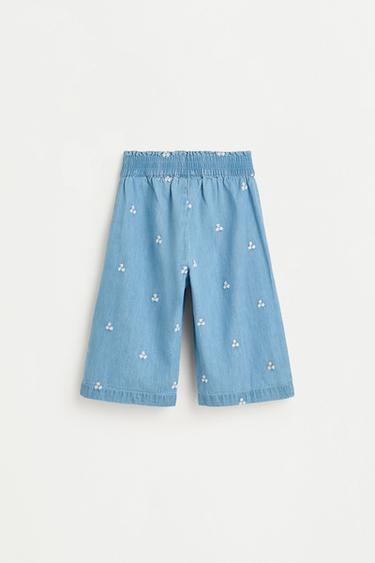 Embroidered denim trousers — PALE BLUE 2