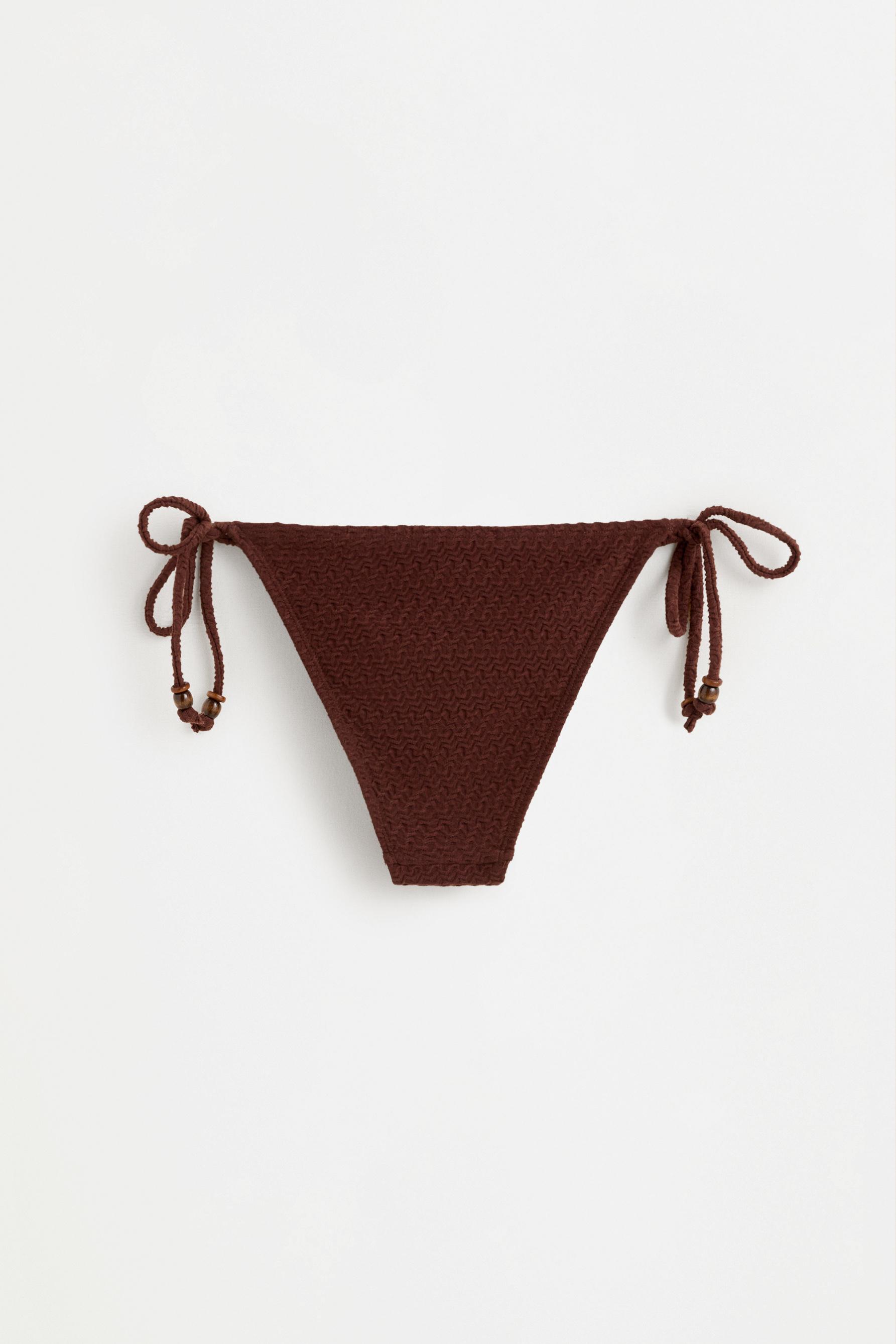 Textured bikini bottom — BROWN