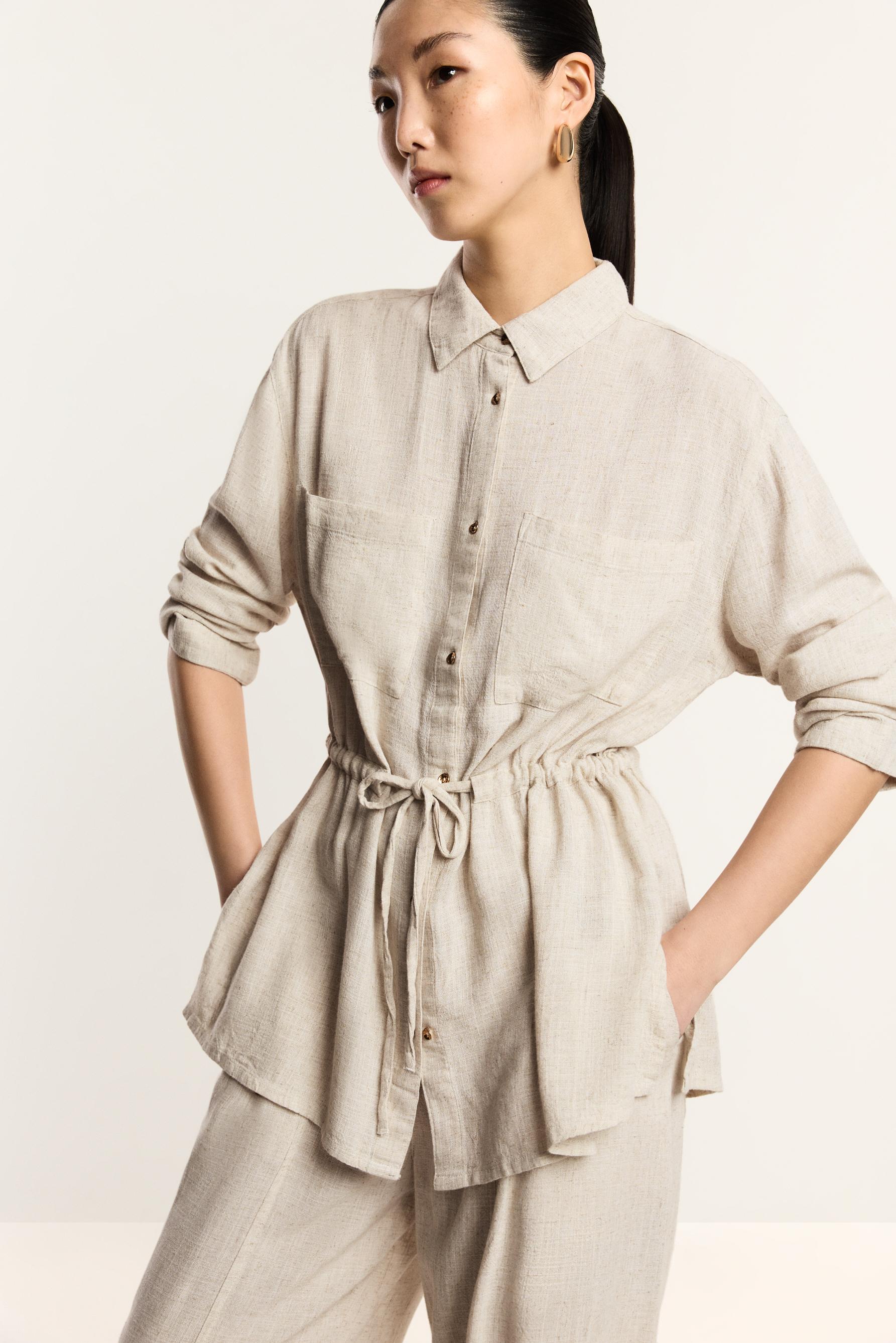 Camisa denim ligero cordón