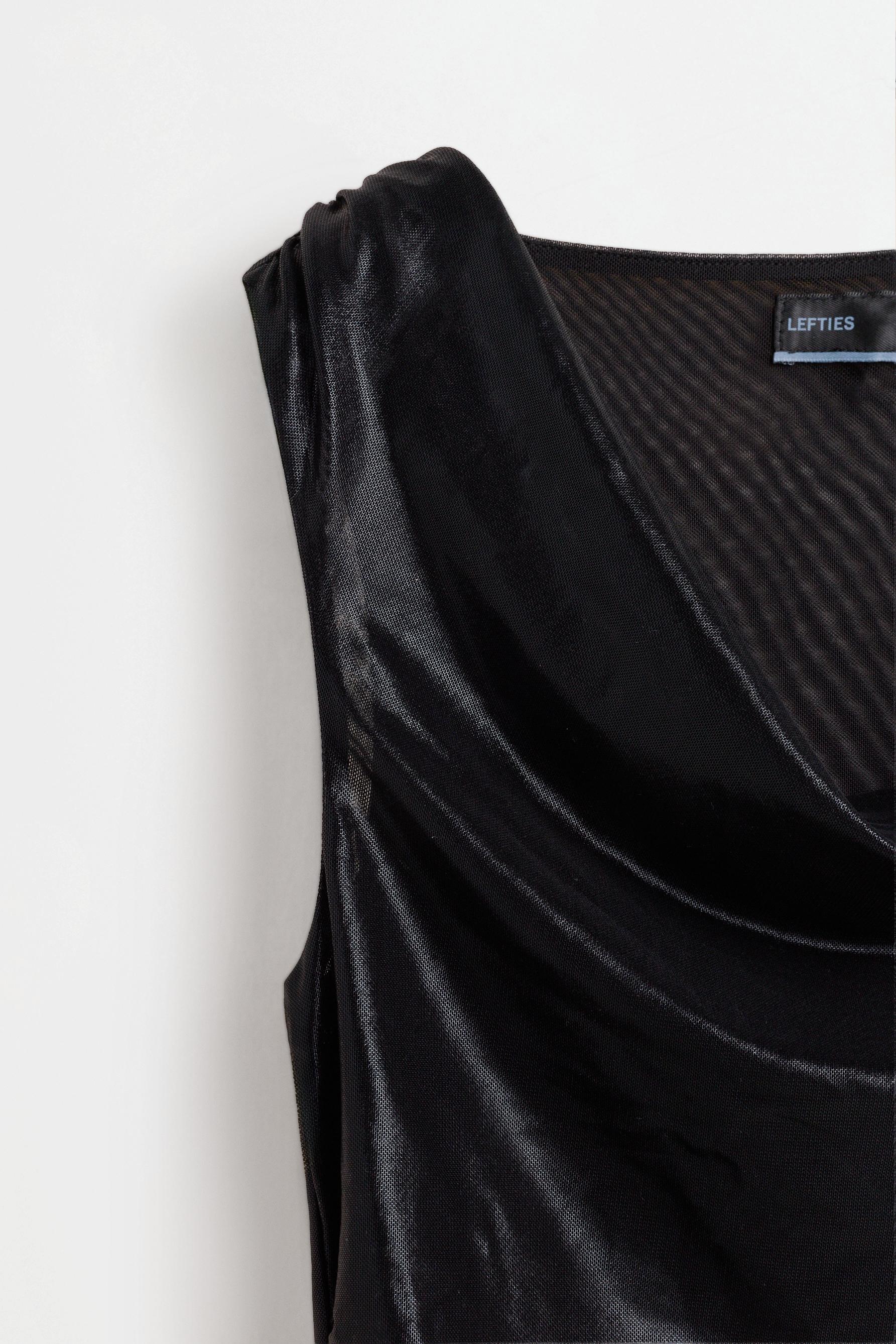 Metallic effect asymmetrical top — BLACK
