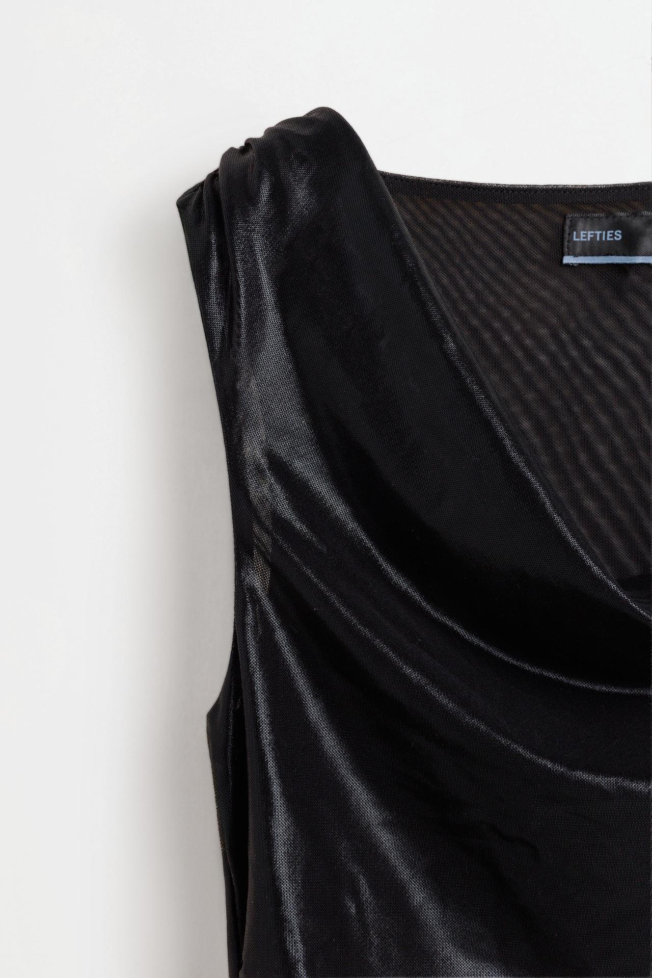 Metallic effect asymmetrical top — BLACK