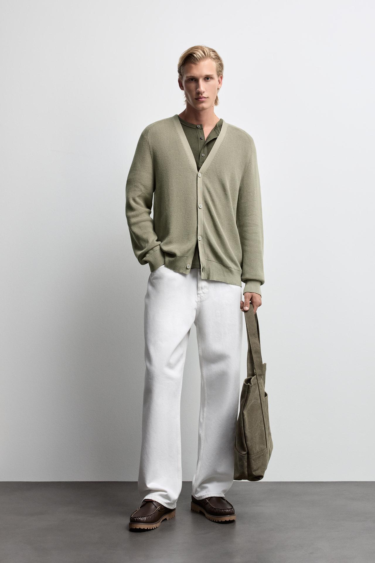 Textured cardigan — PALE GREEN