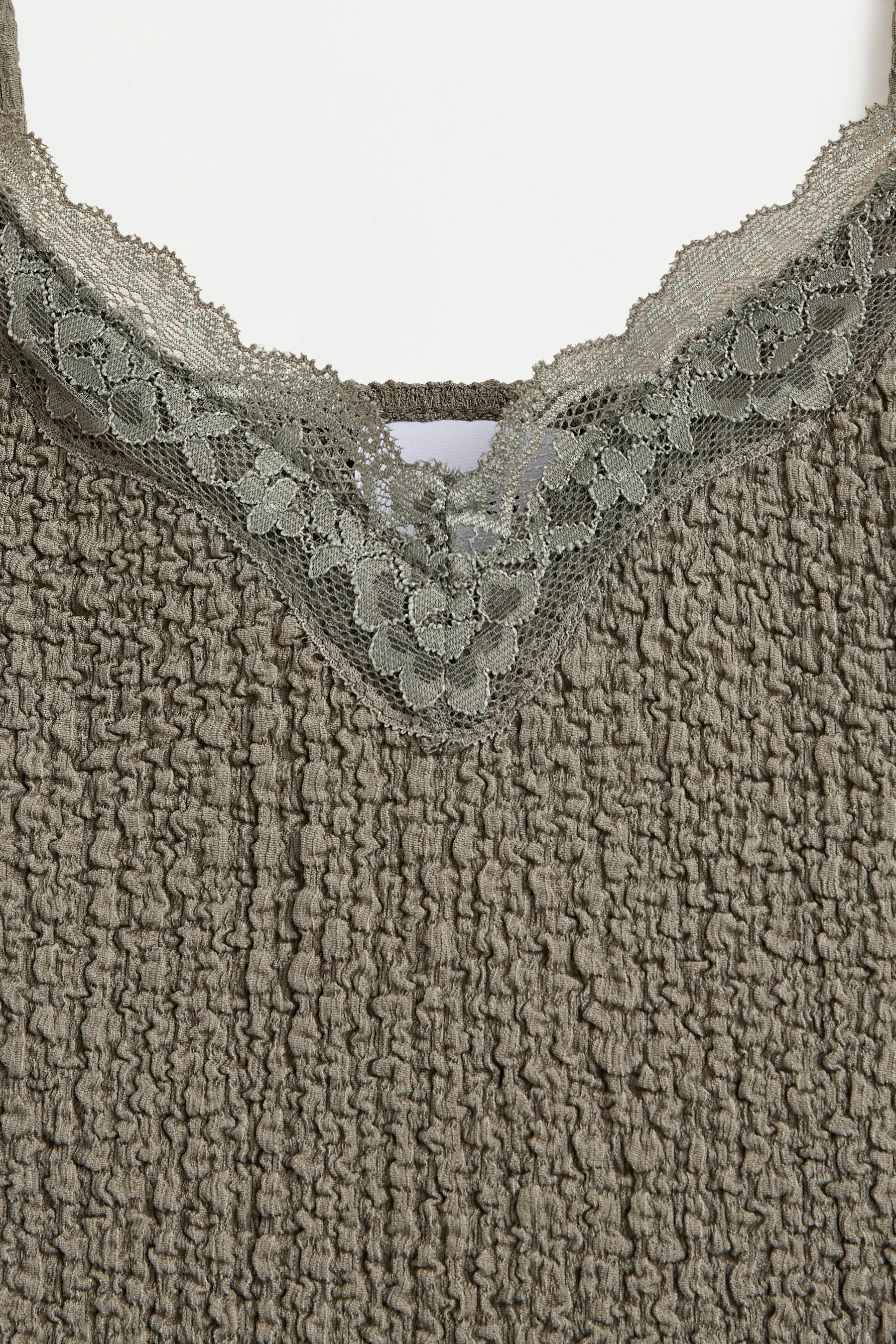Textured strappy top — PALE KHAKI