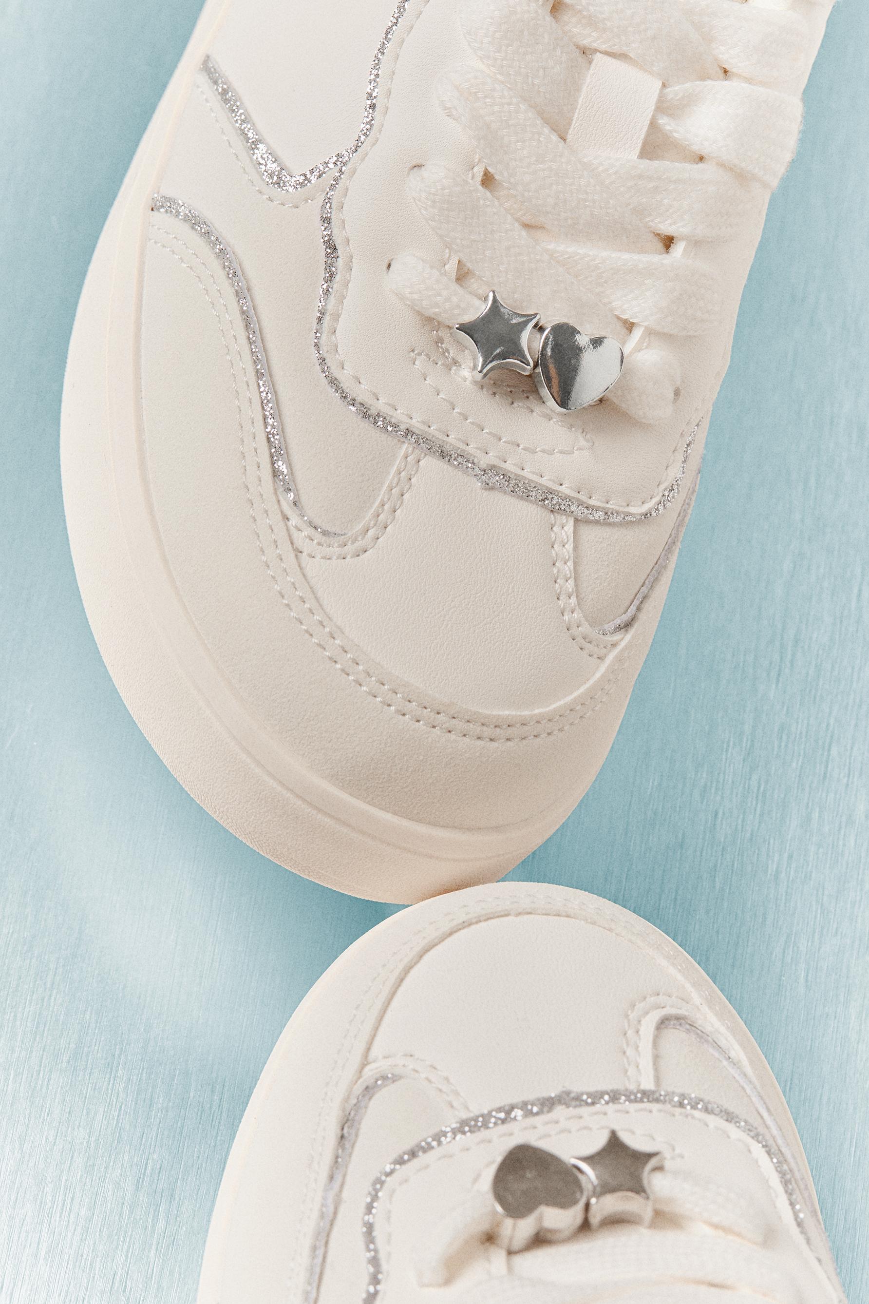Glitter charm sneakers — WHITE