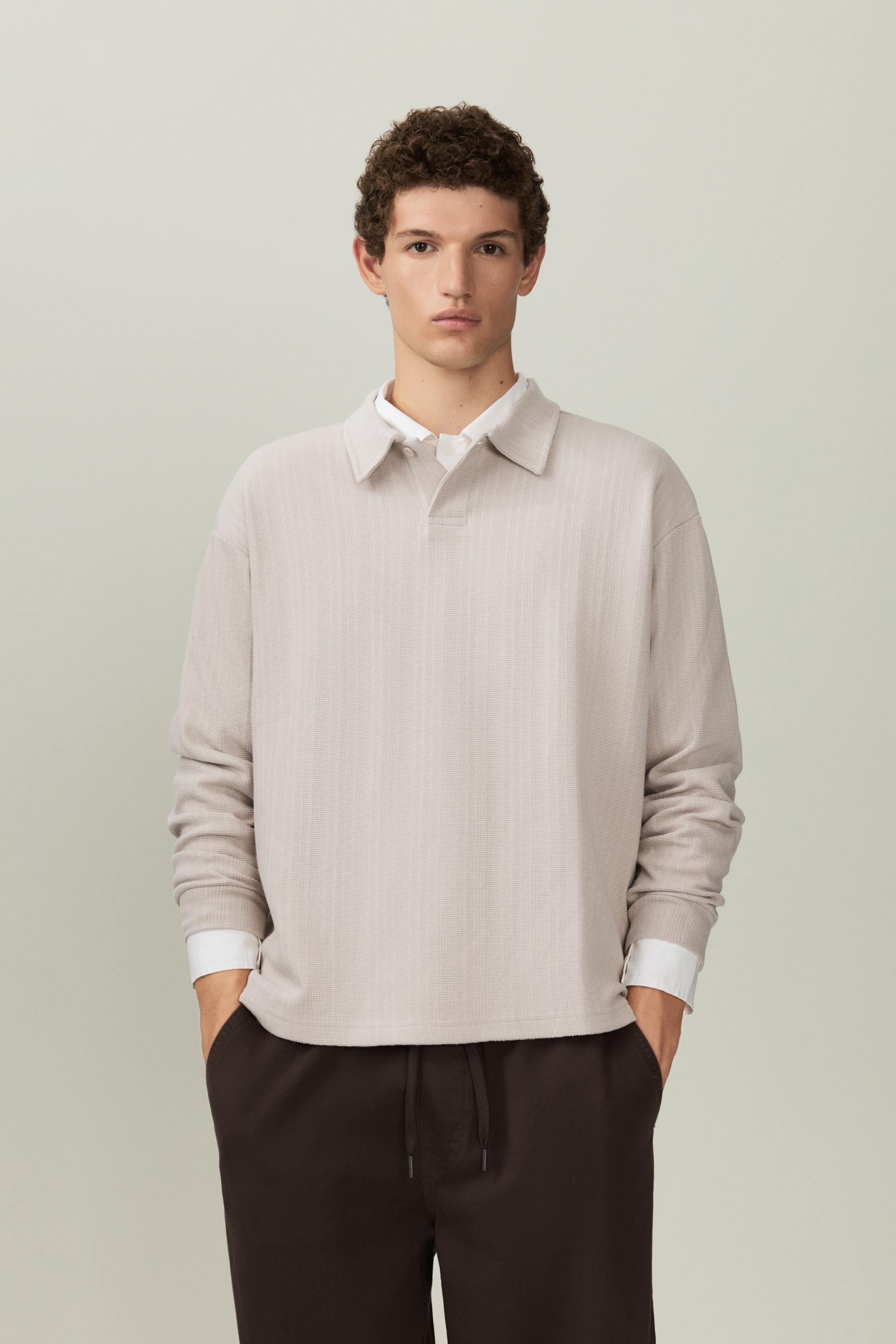 Polo textura manga larga