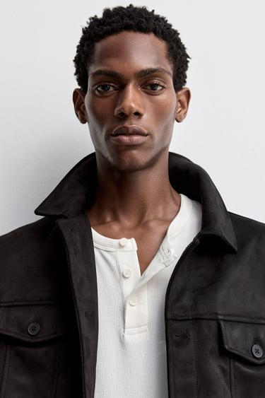 Faux suede jacket — BLACK 8