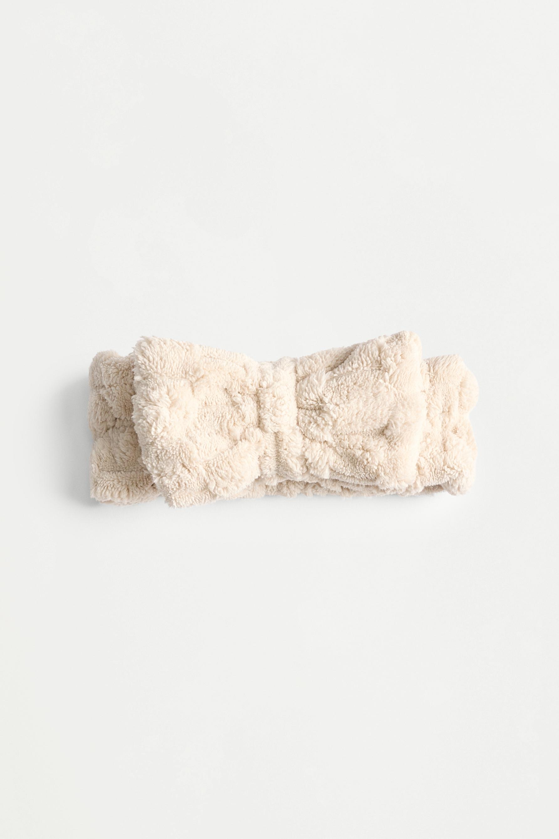 Terry bow headband — BEIGE