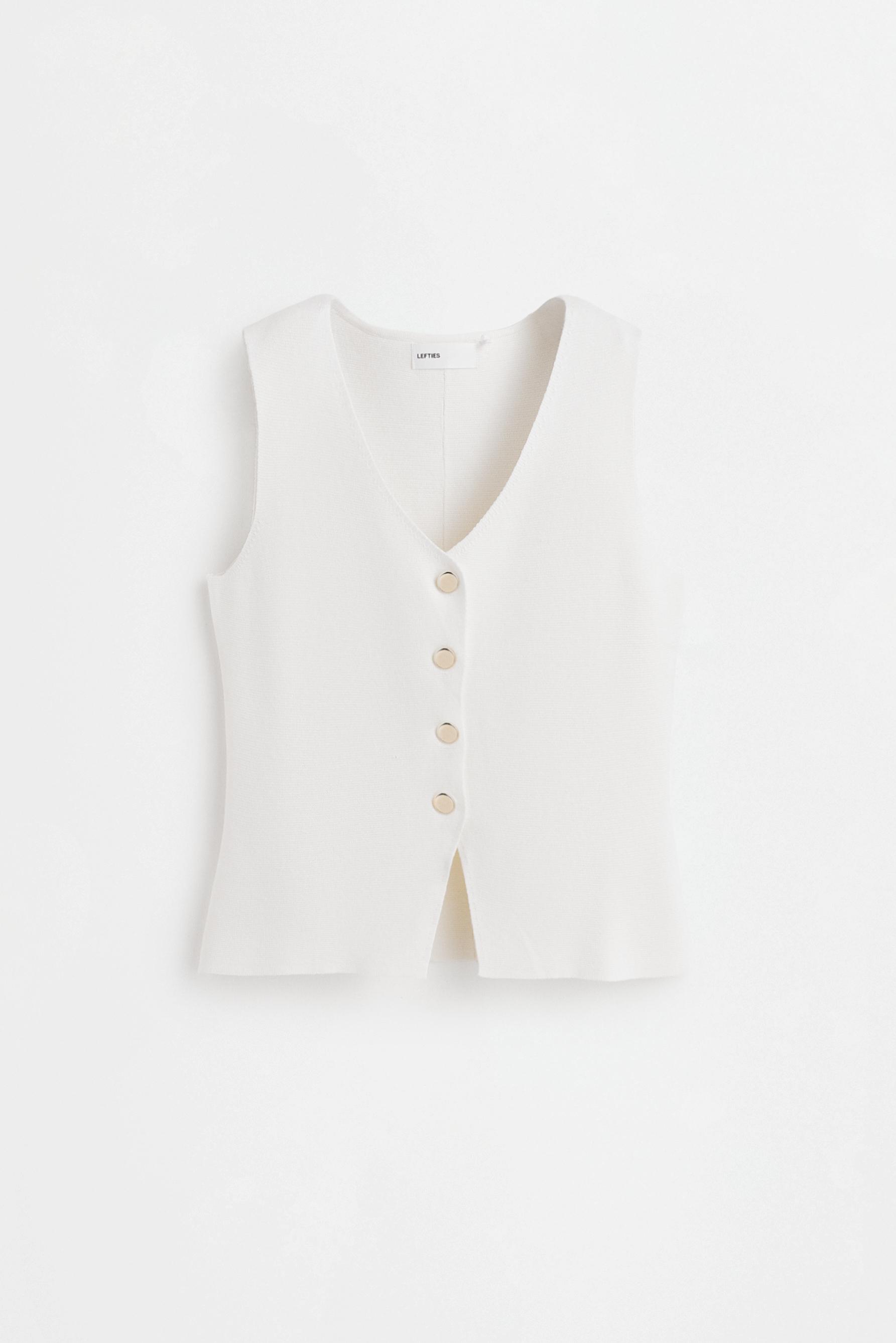 Basic knit vest — WHITE
