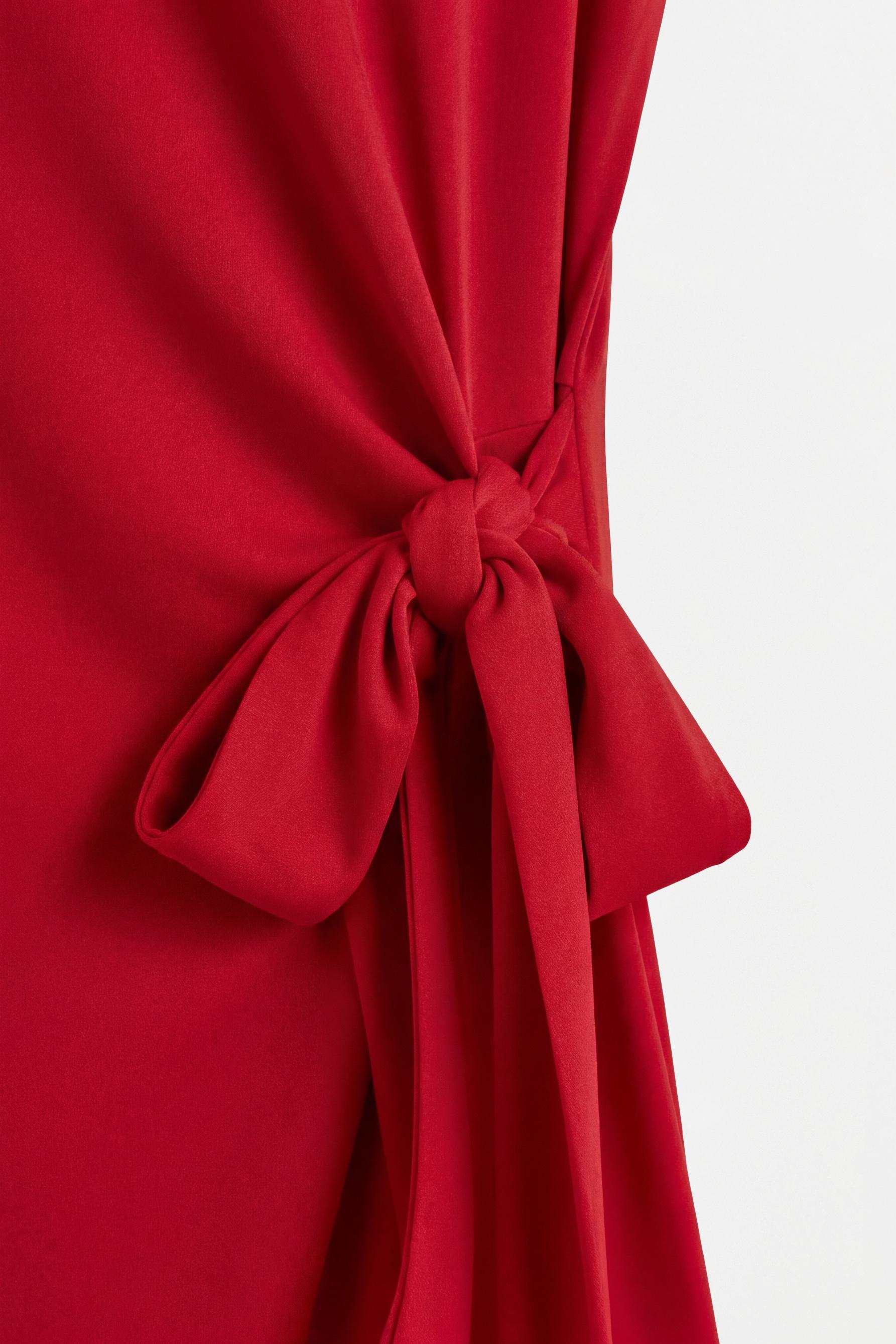 Midi dress with tie detail — RED
