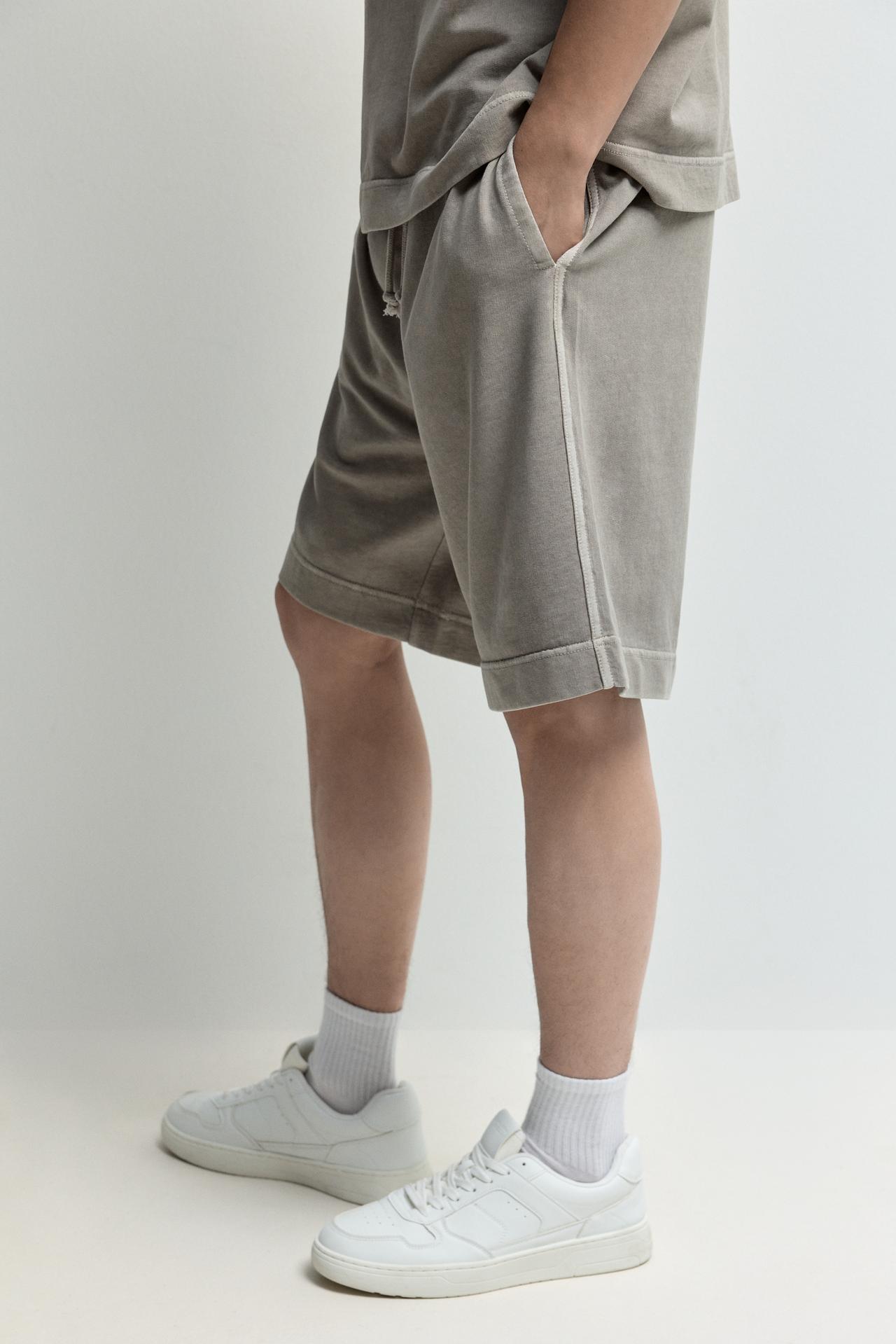 Faded-effect tracksuit Bermuda shorts — MEDIUM GREY