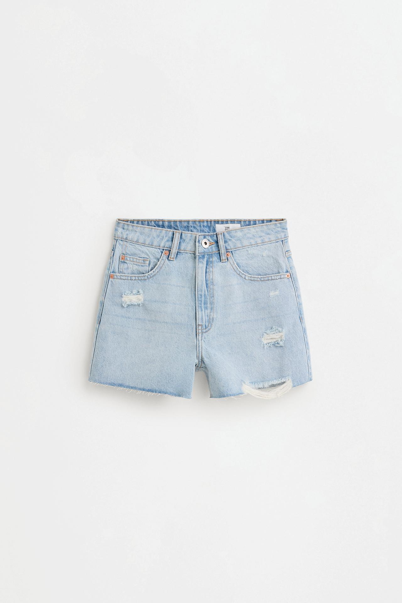 Distressed denim shorts — FADED NAVY