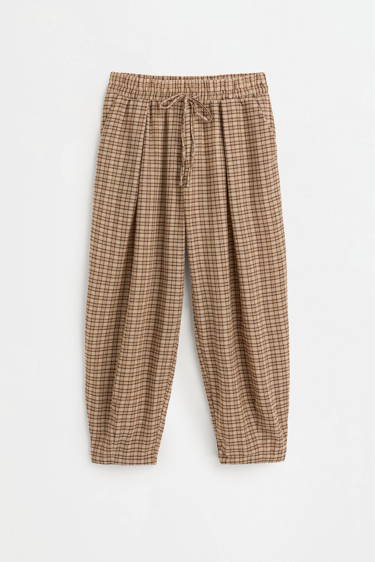 Balloon fit checked joggers — BEIGE