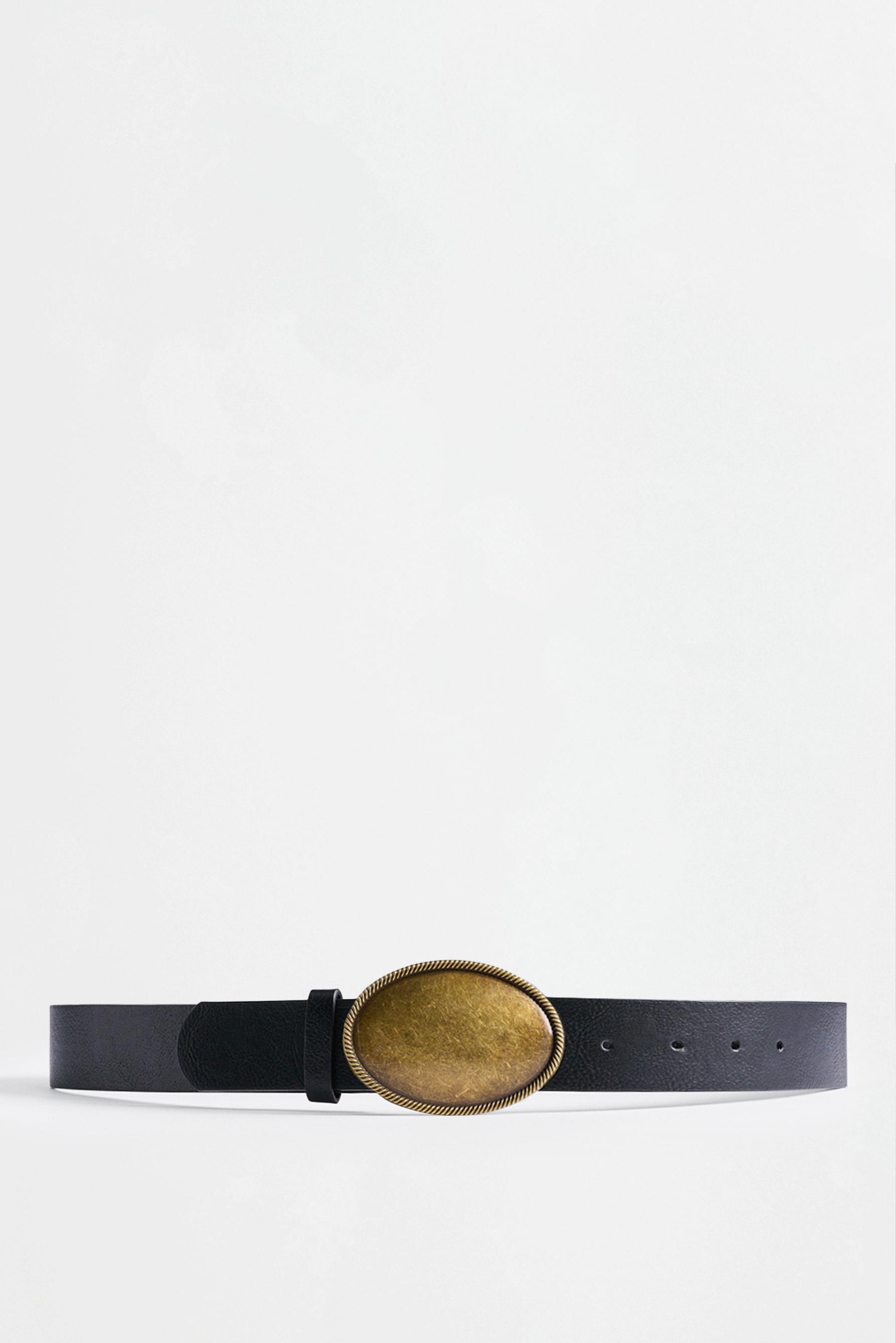 Oval buckle belt — GOLD BLACK