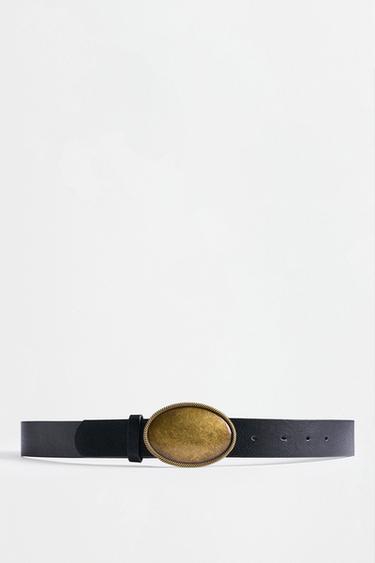 Oval buckle belt — GOLD BLACK 2