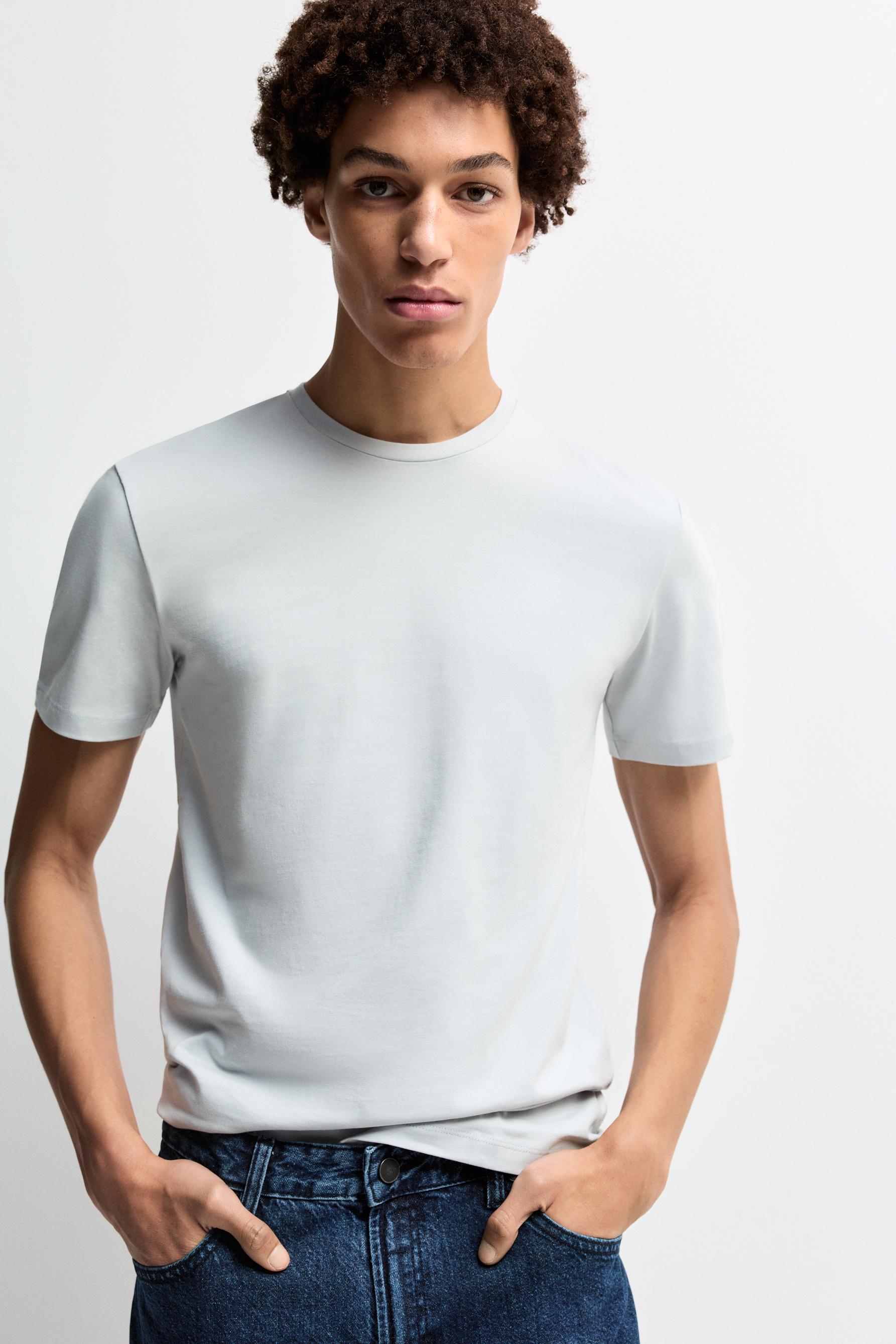 Soft slim fit T-shirt — PALE BLUE