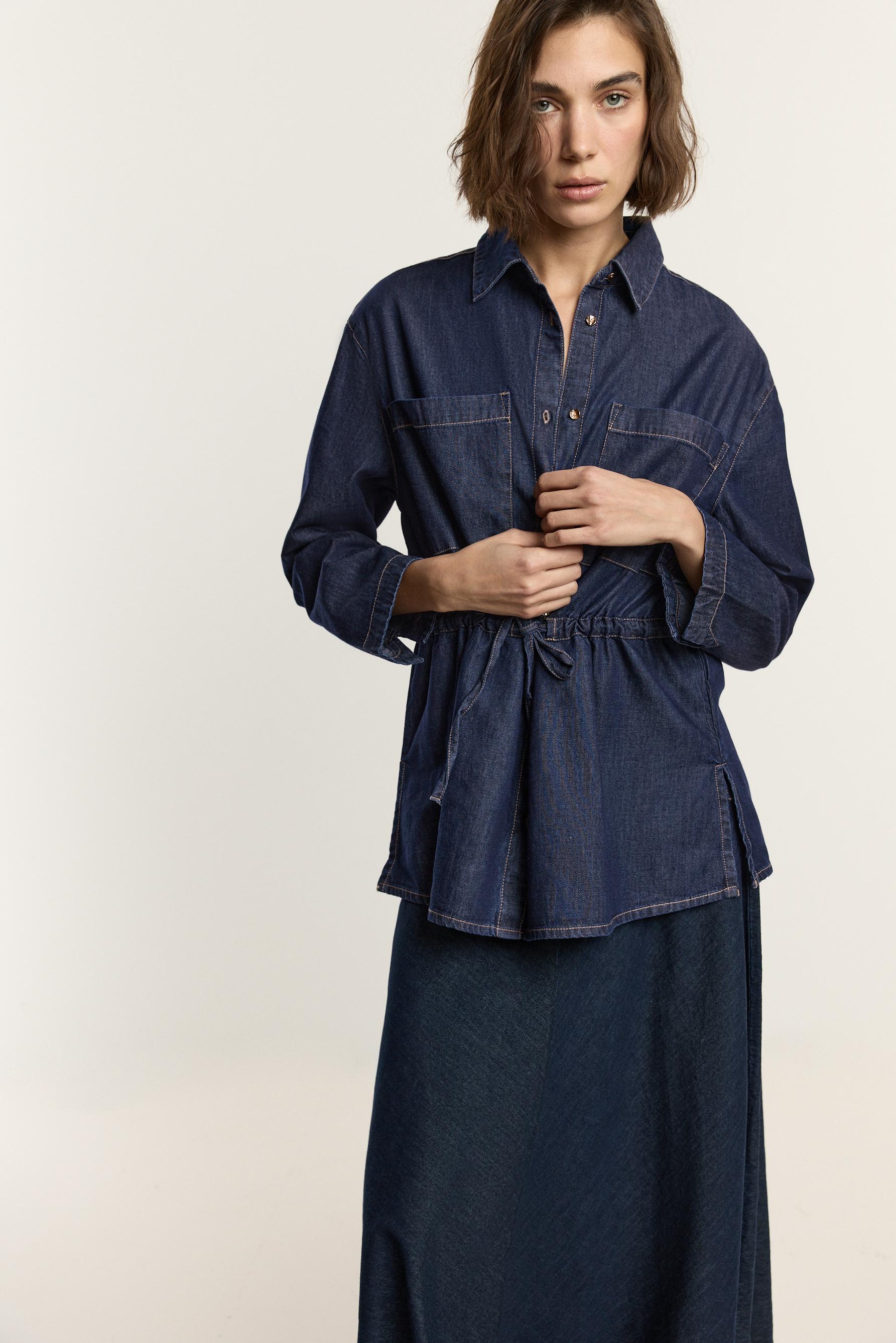 Camisa denim ligero cordón