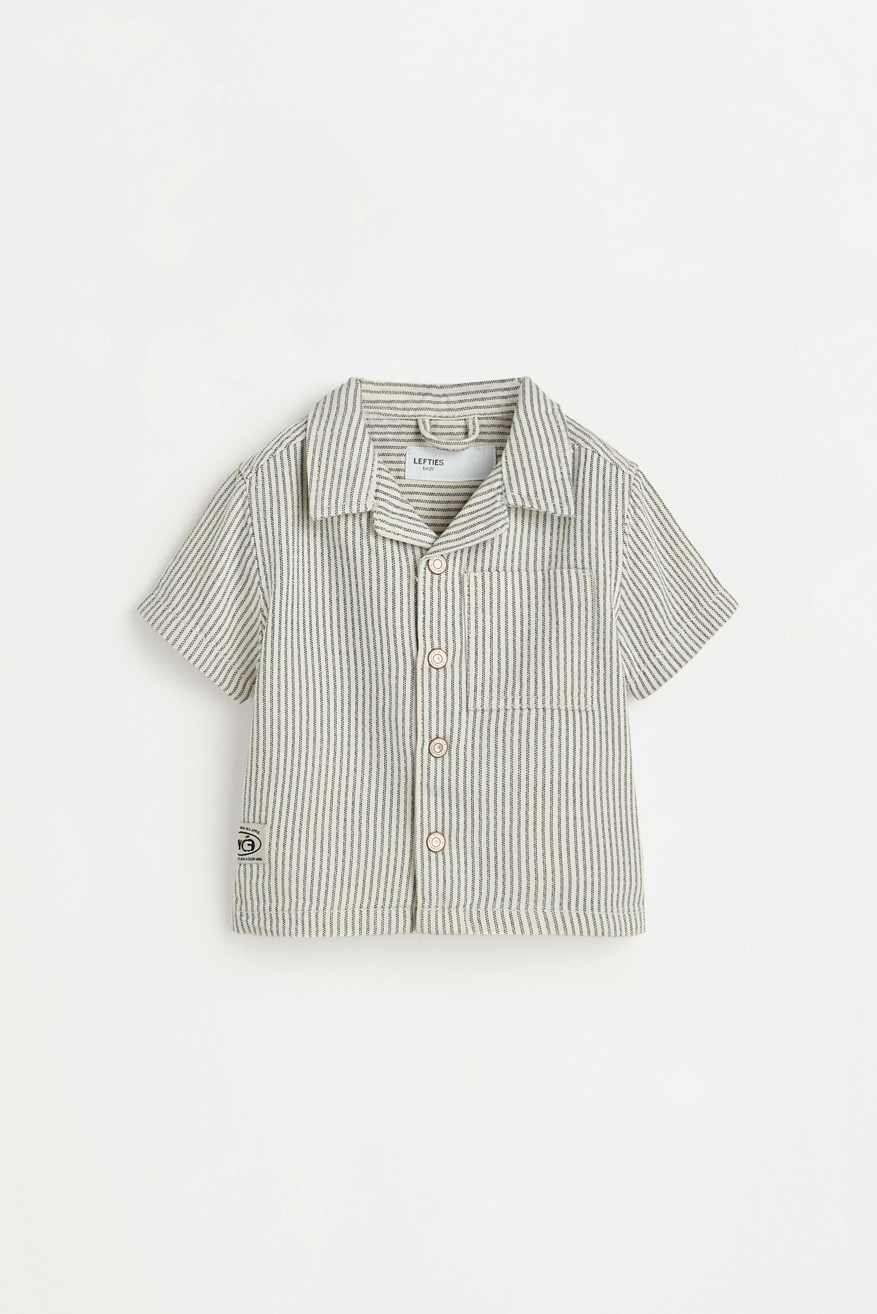 Striped denim resort shirt — BLUE TONES