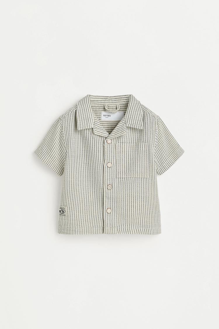 Striped denim resort shirt — BLUE TONES