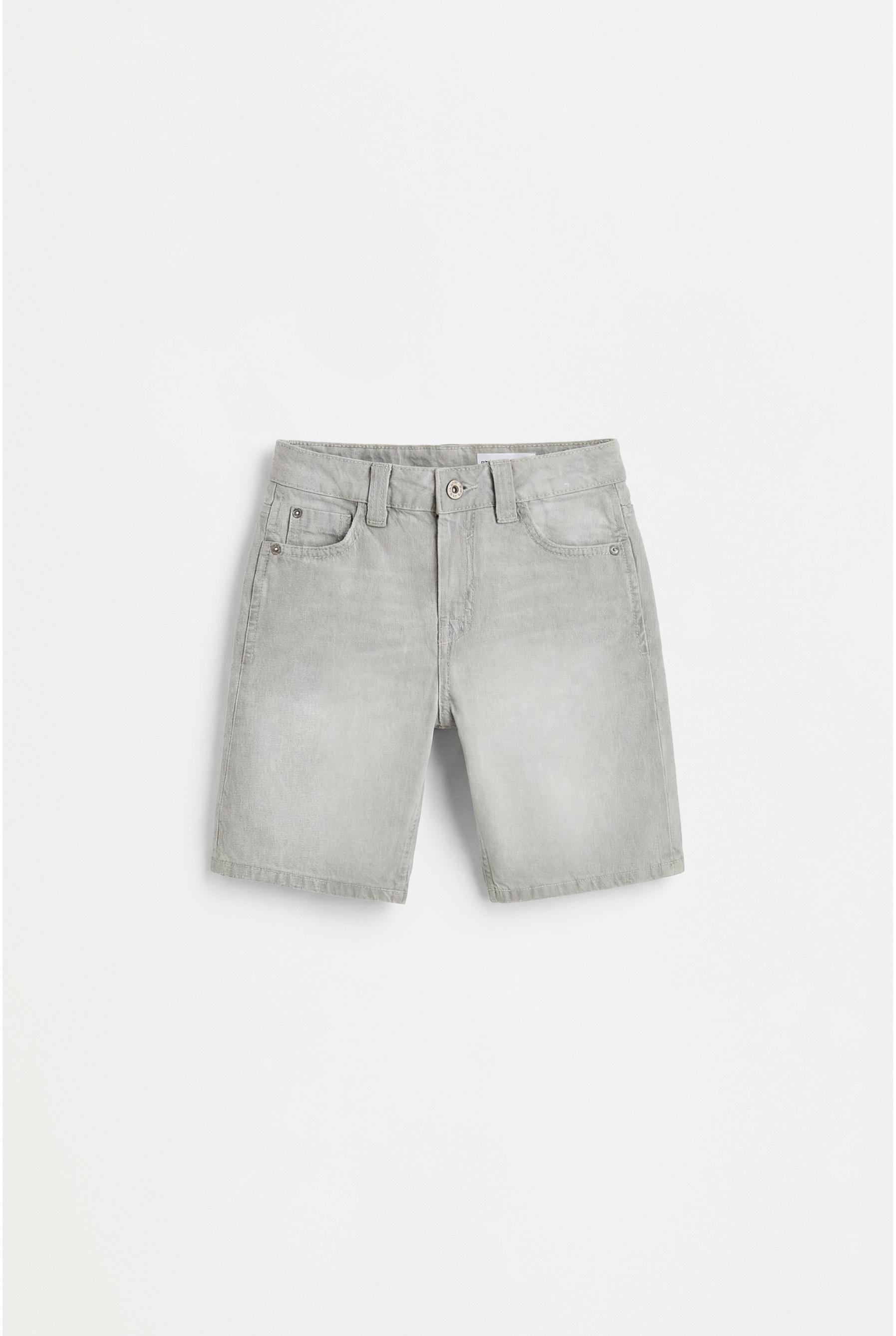 Relaxed fit denim Bermuda shorts — PALE GREY