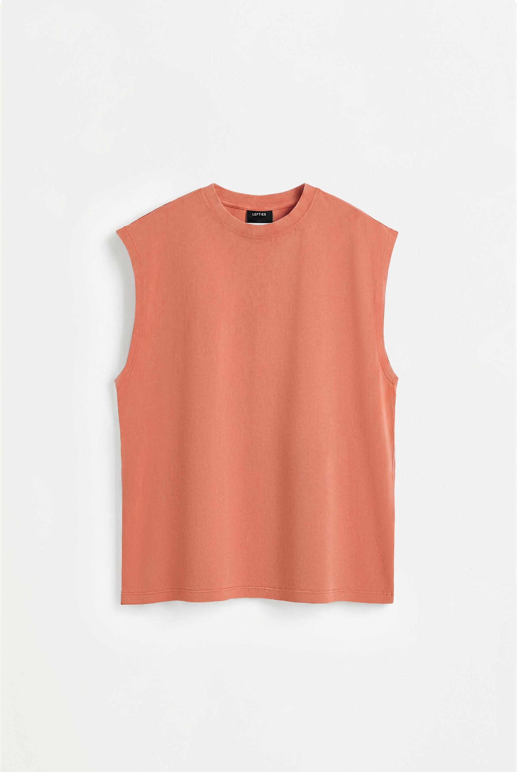 Faded-effect sleeveless T-shirt — BRIGHT CORAL