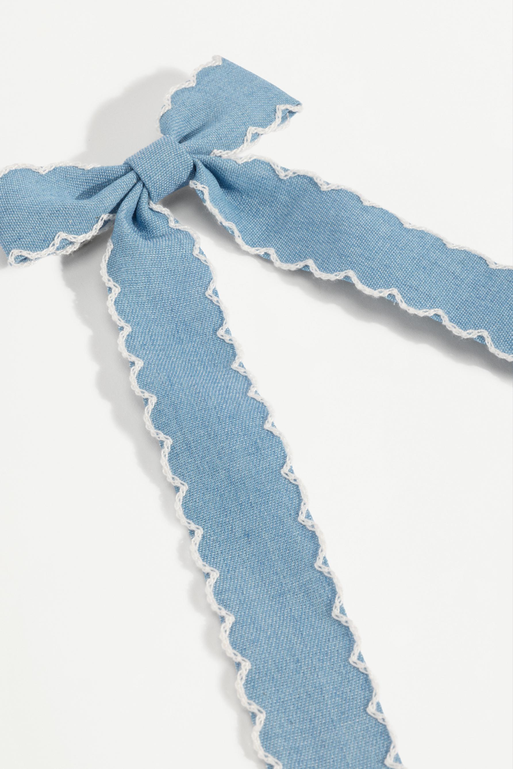 Long denim bows (Pack 2) — NAVY