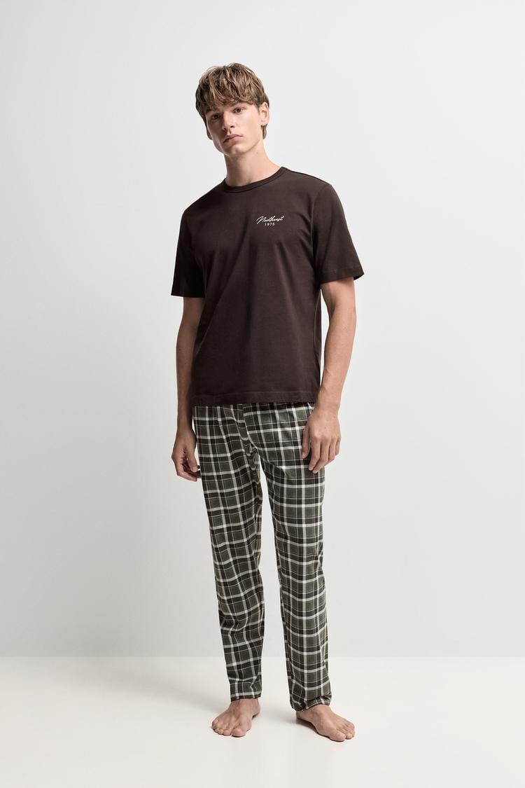 Long Printed Pajamas — DARK BROWN