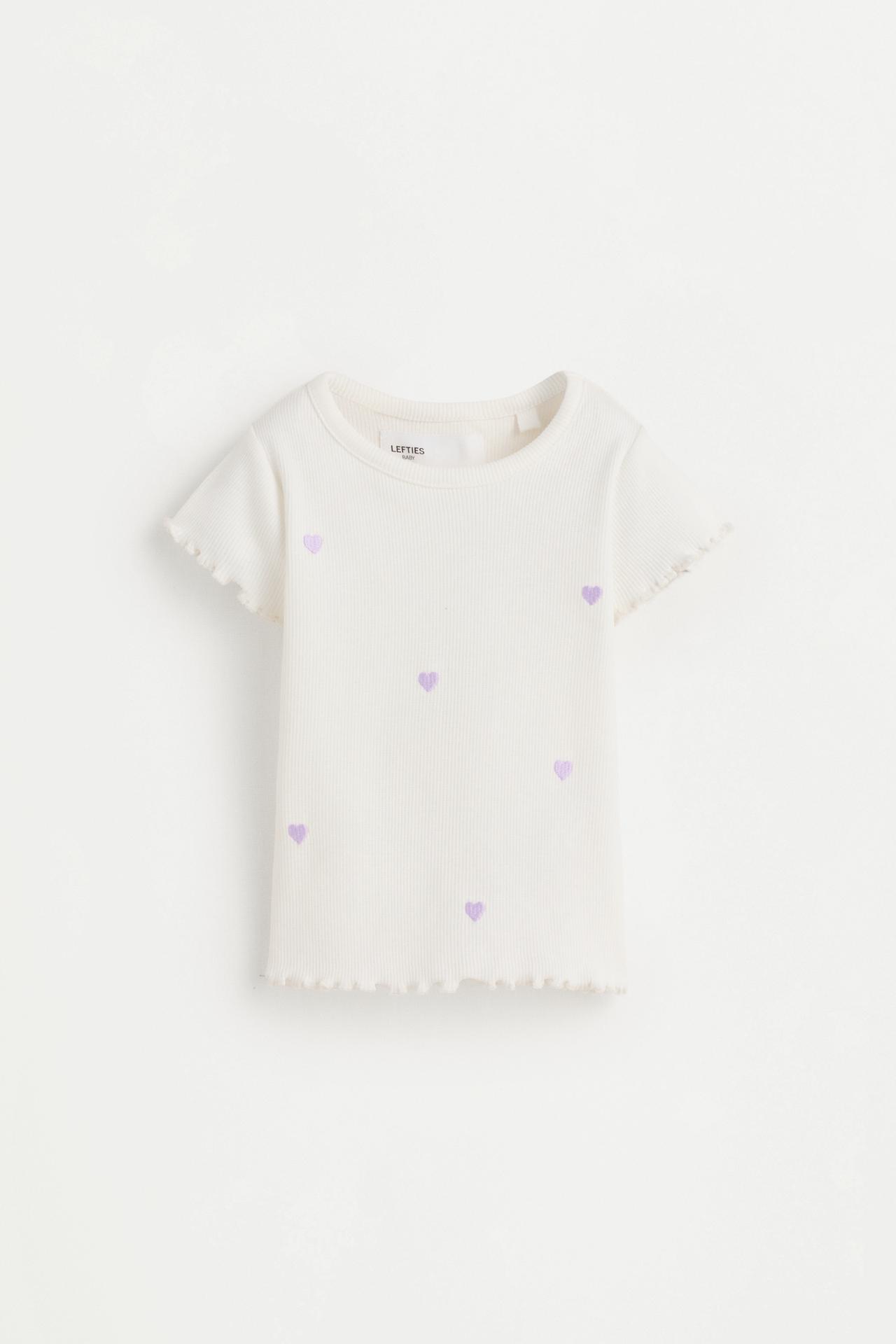 Embroidered ribbed T-shirt — WHITE