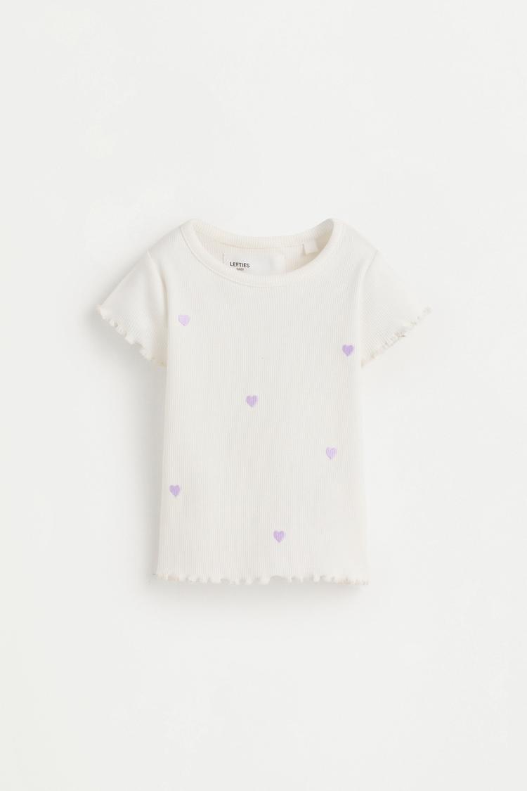 Embroidered ribbed T-shirt — WHITE