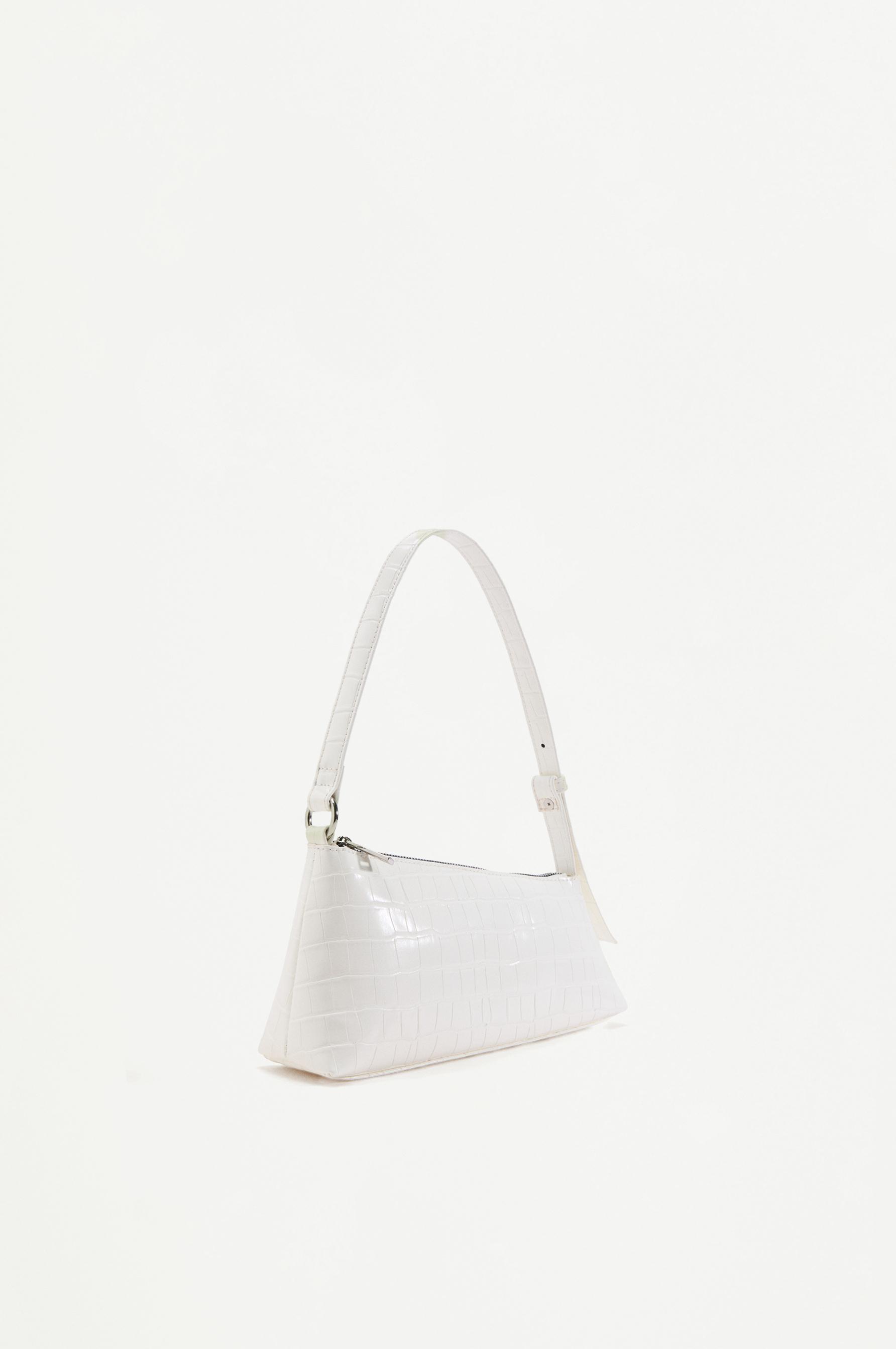 Crocodile-effect shoulder bag — WHITE