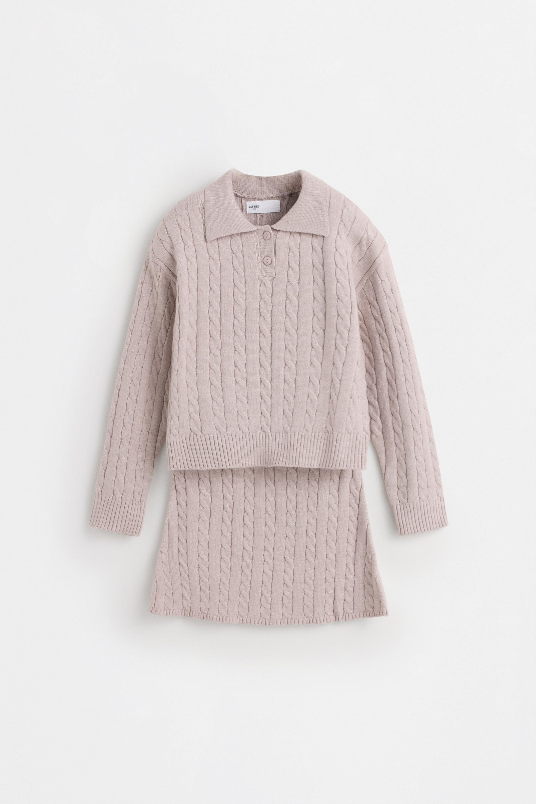 Knit polo and skirt set — MINK