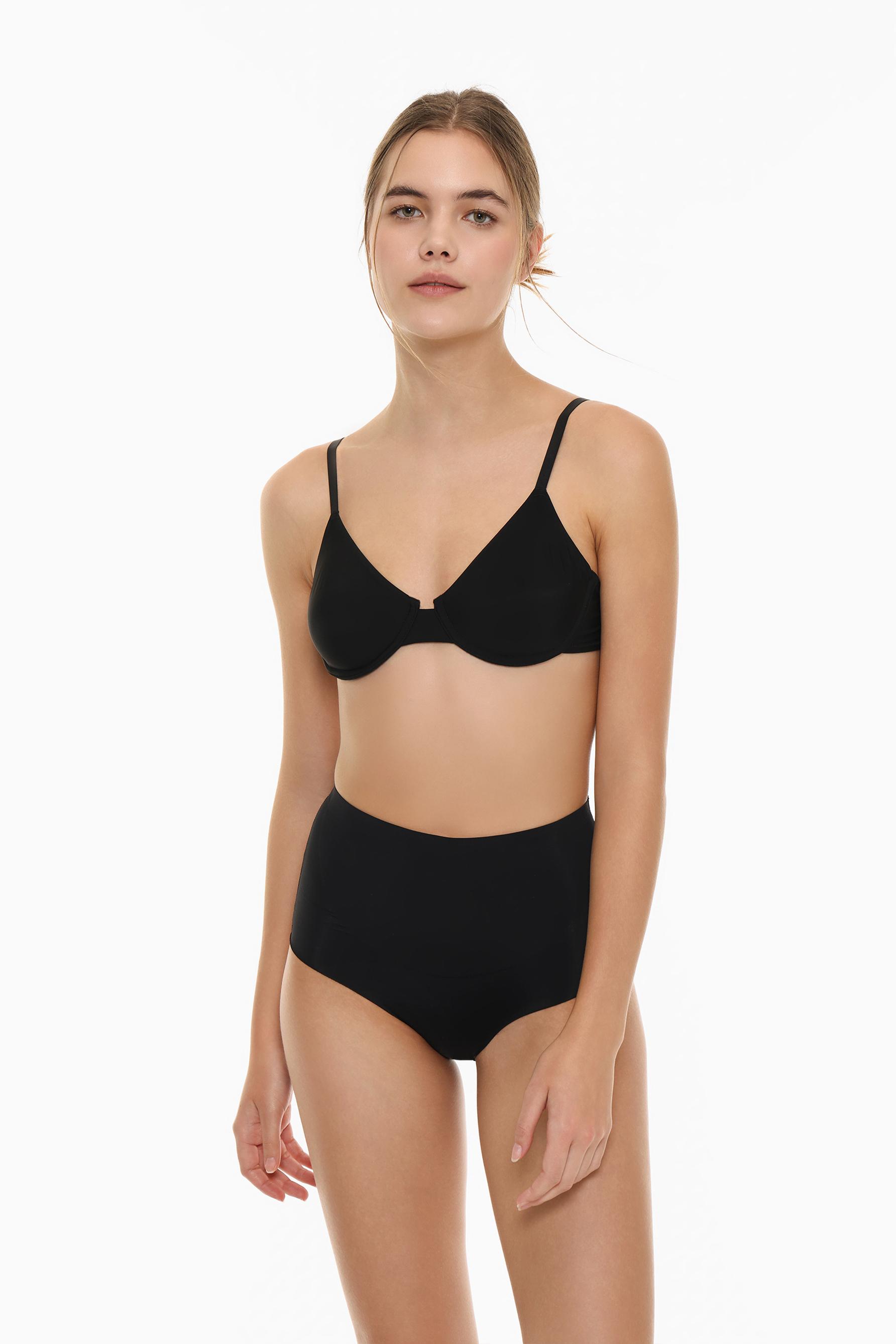 Microfibre shapewear high-waist briefs — BLACK