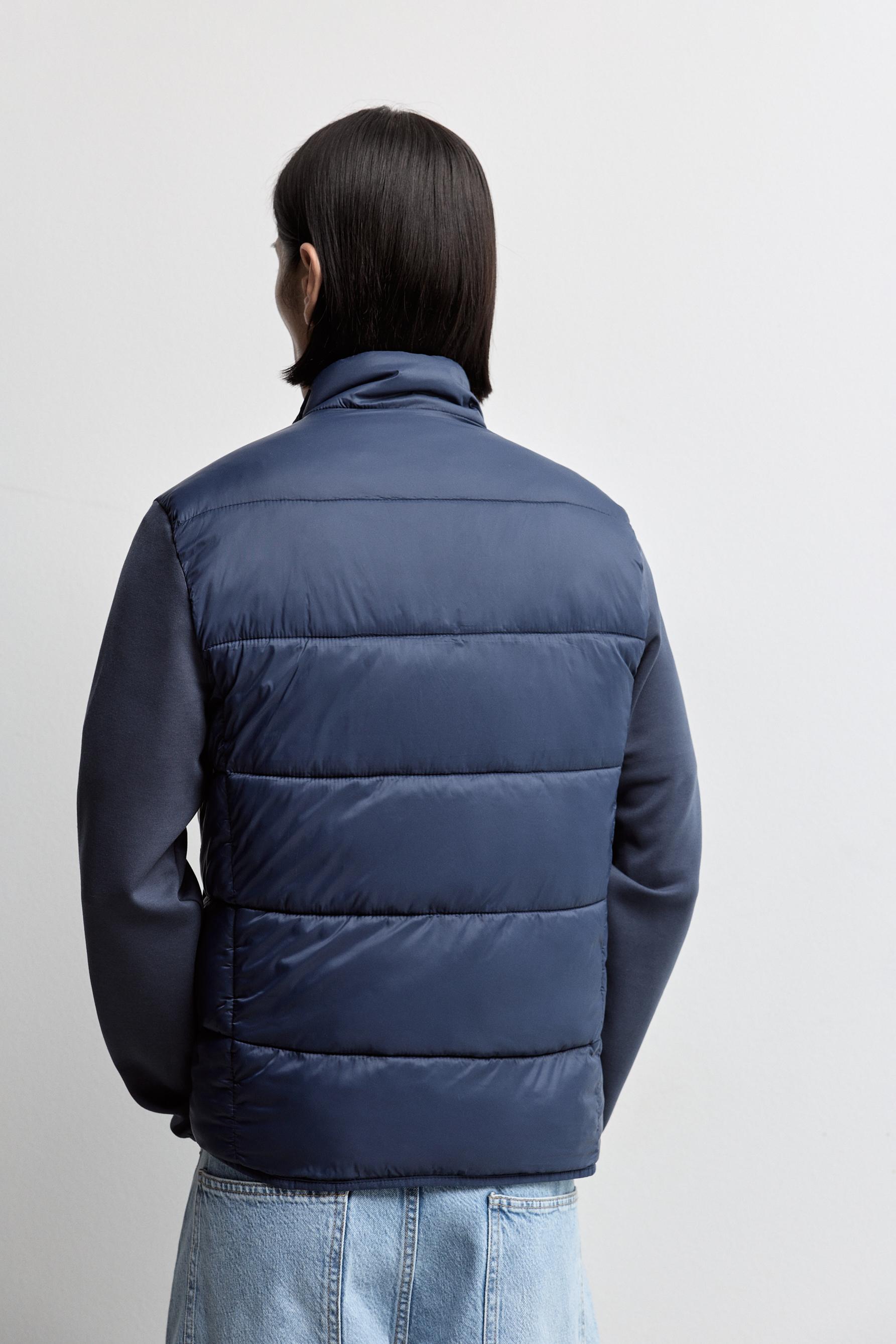Quilted jacket with interlock sleeves — BLUE