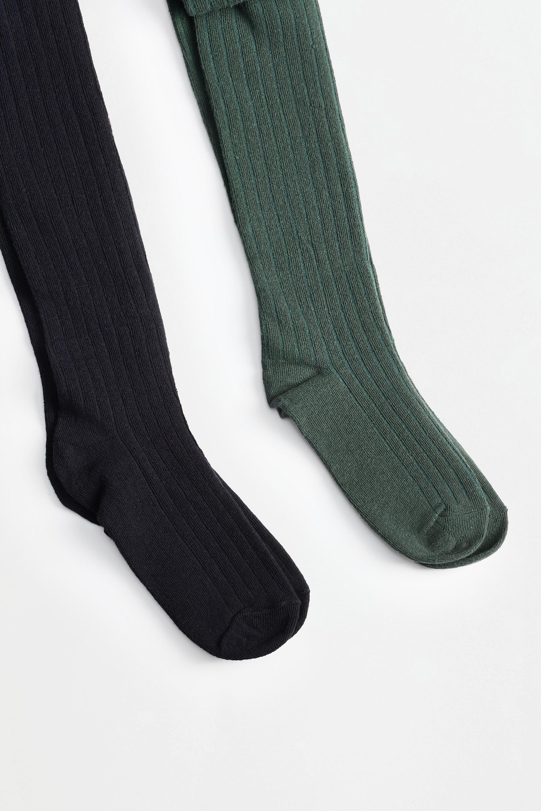 2-pack of ribbed tights — DARK GREEN