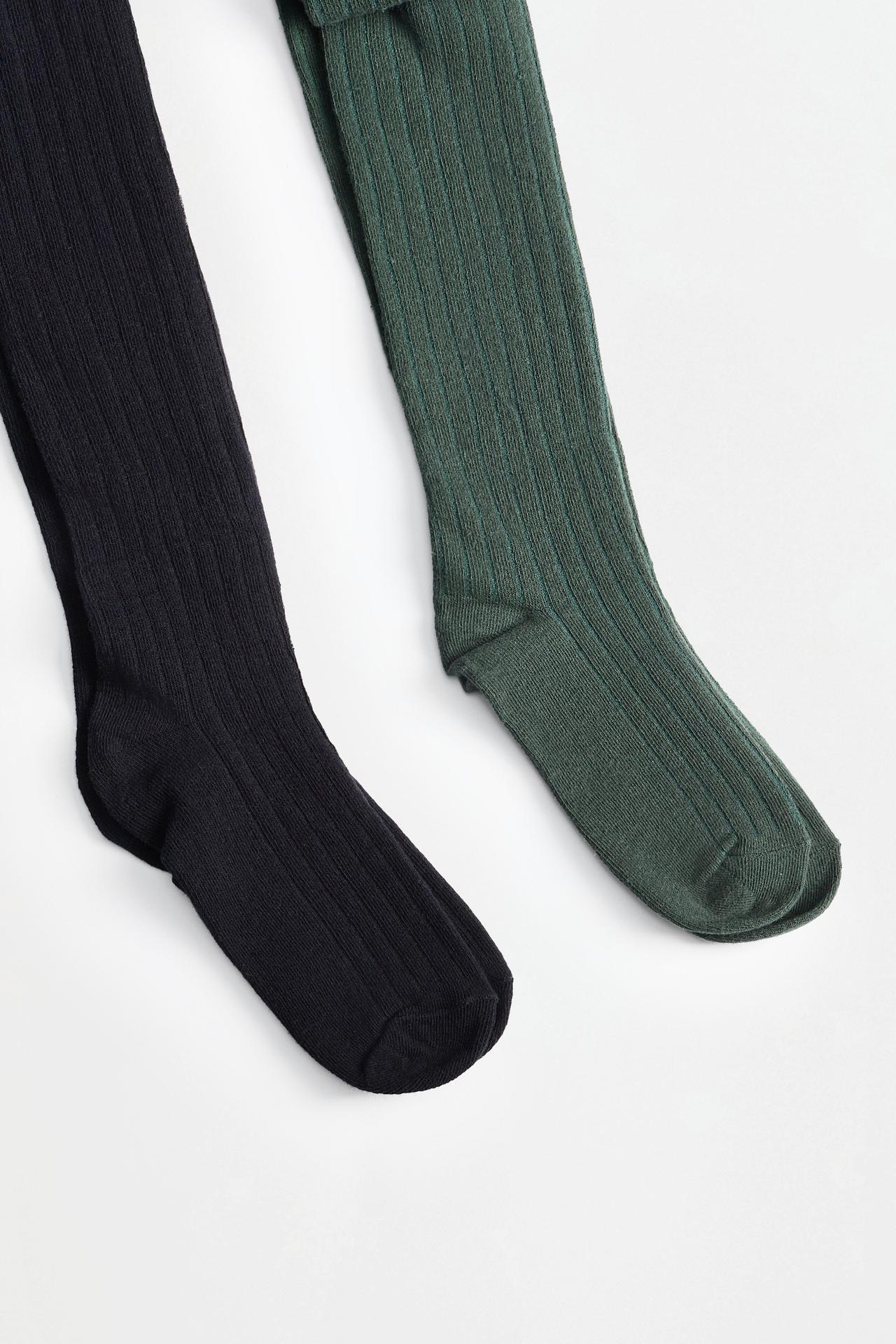 2-pack of ribbed tights — DARK GREEN
