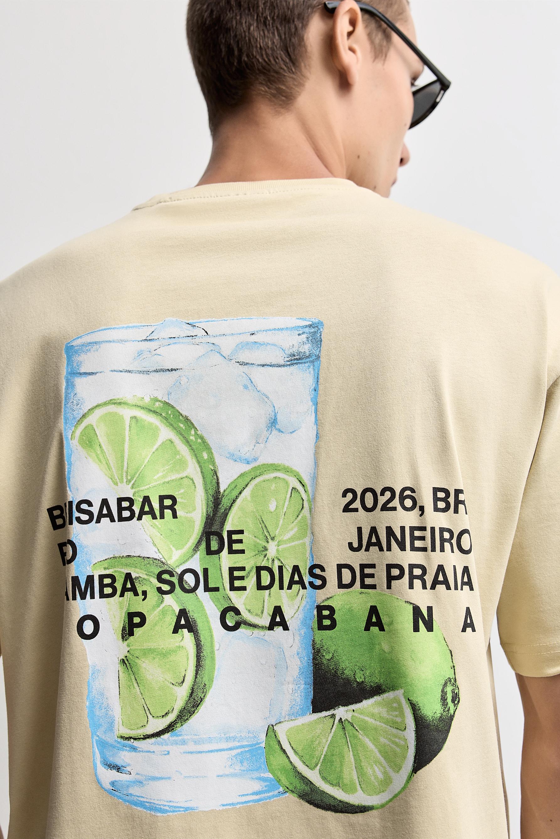 Cherry print T-shirt — PALE YELLOW