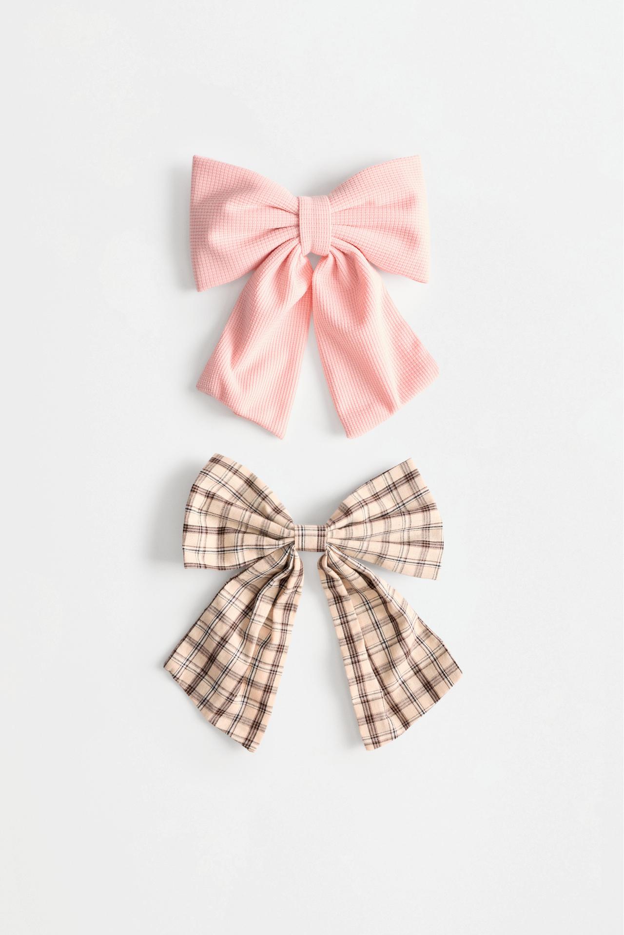 Contrast hair bows (2-pack) — BROWN
